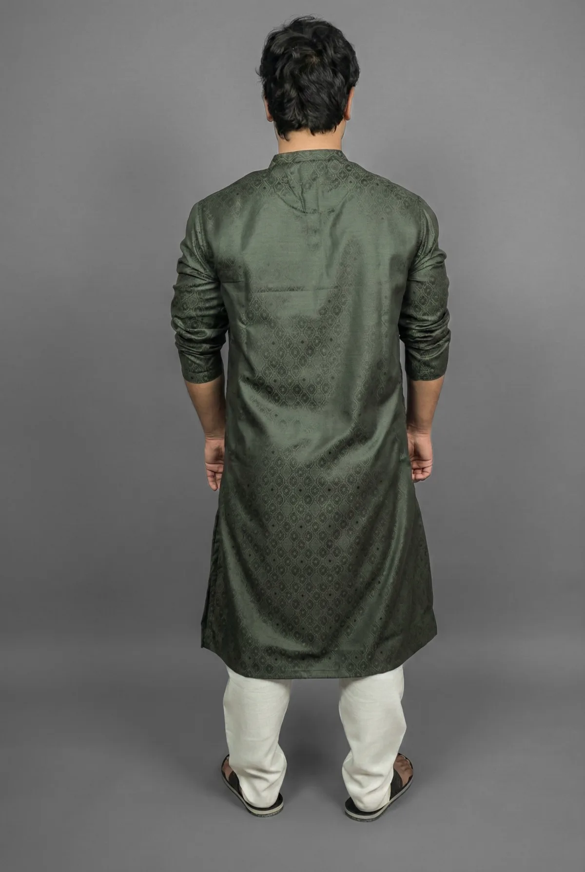 Forest Olive Green Kurta Detail