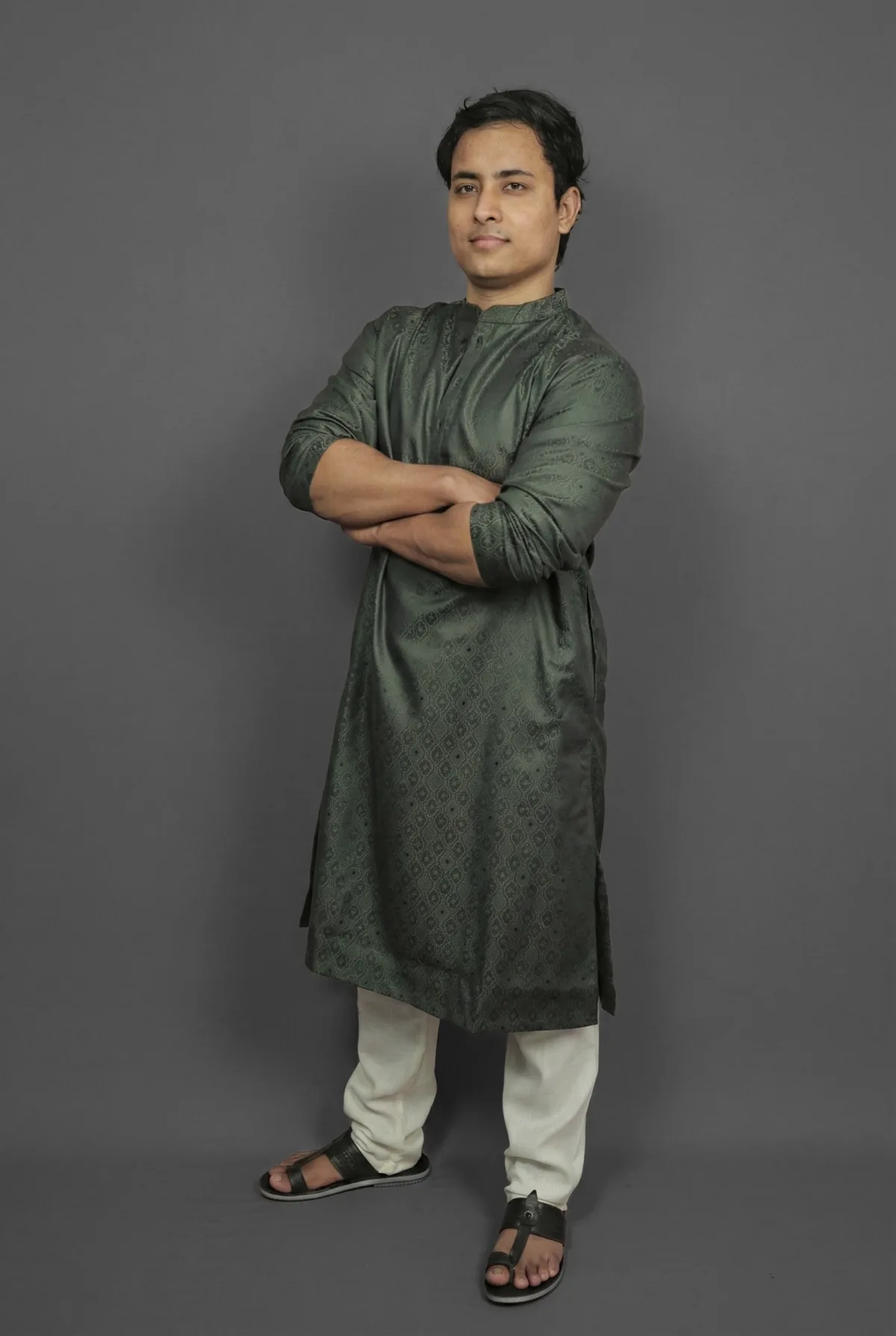 Forest Olive Green Kurta view 3