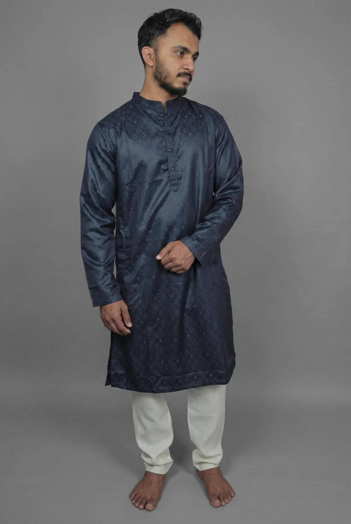 Indigo Tide Blue Kurta view 3