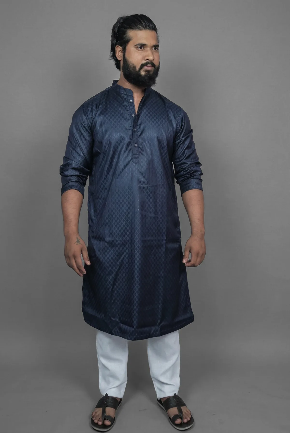 Midnight Harbour Navy Kurta Detail