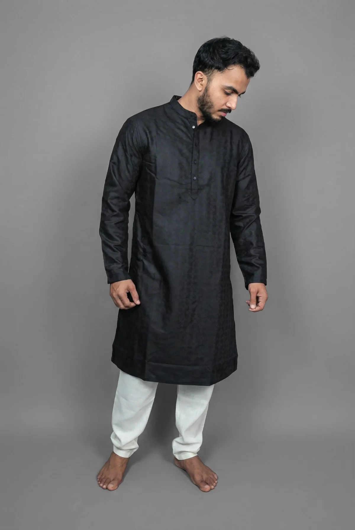 Midnight Fusion Black Kurta Detail