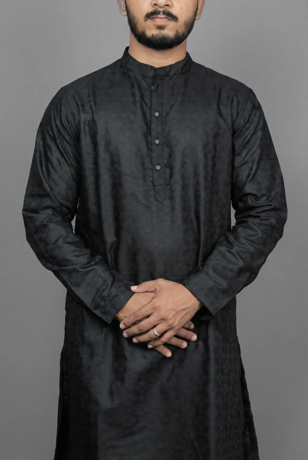 Midnight Fusion Black Kurta view 5
