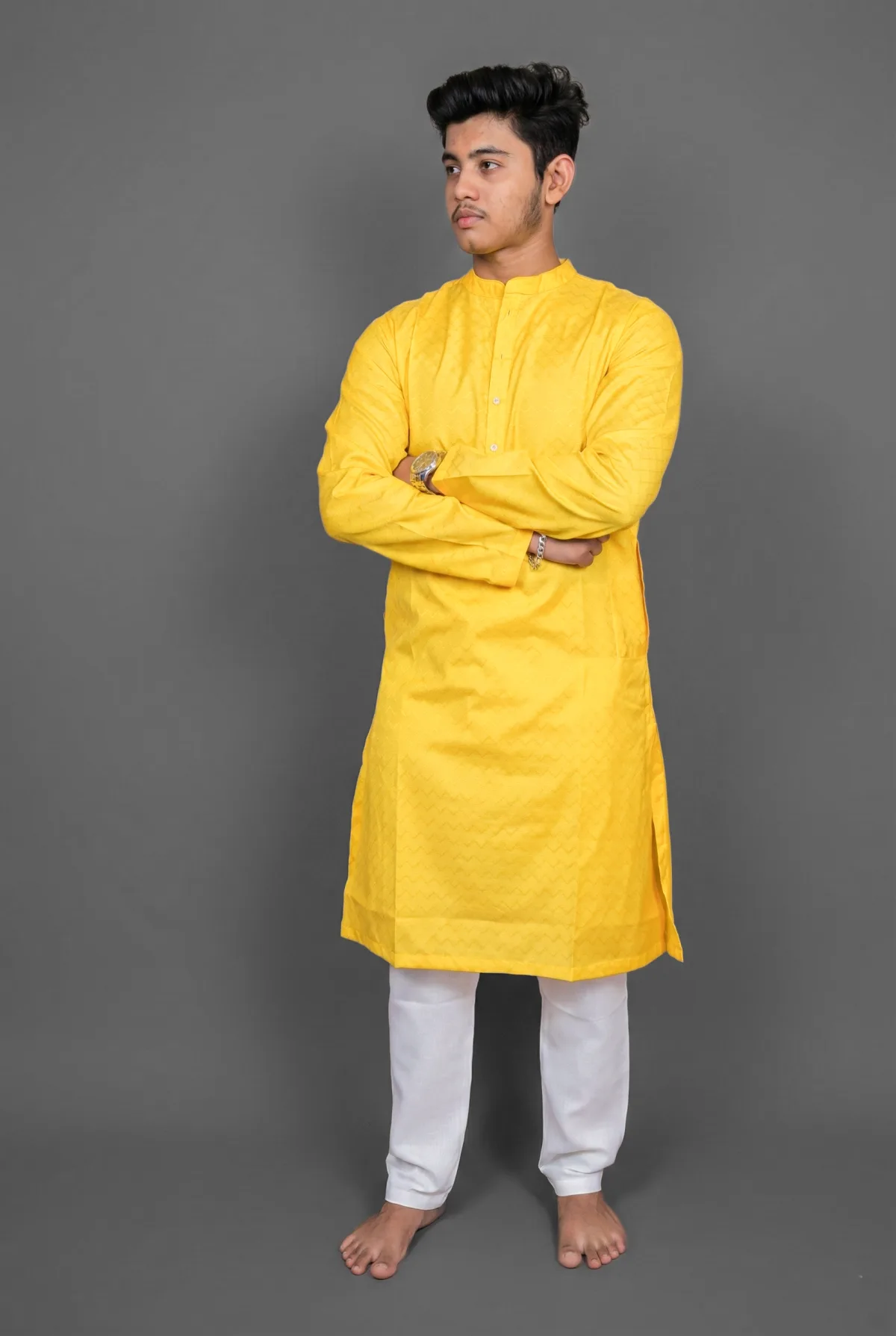 Golden Mustard Yellow Kurta view 3