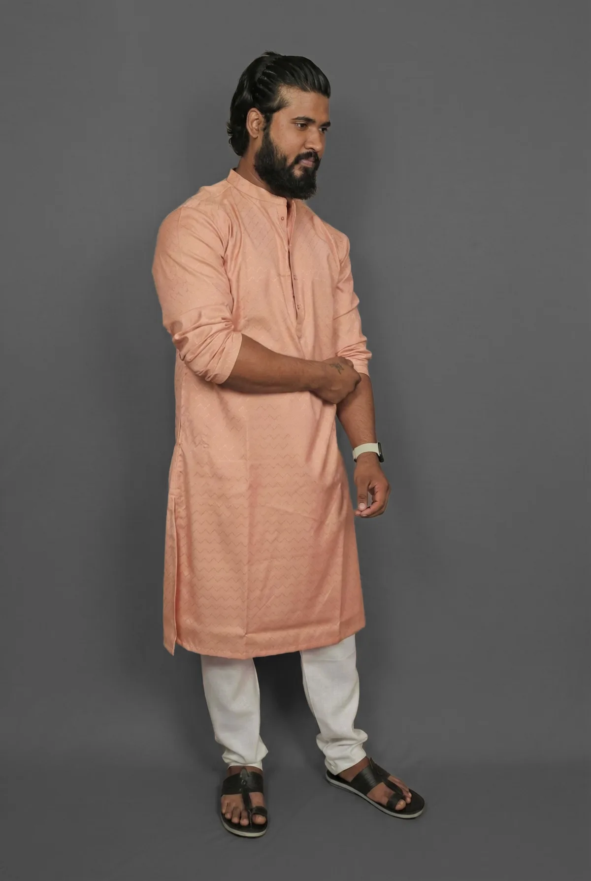 Soft Coral Pink Kurta view 3