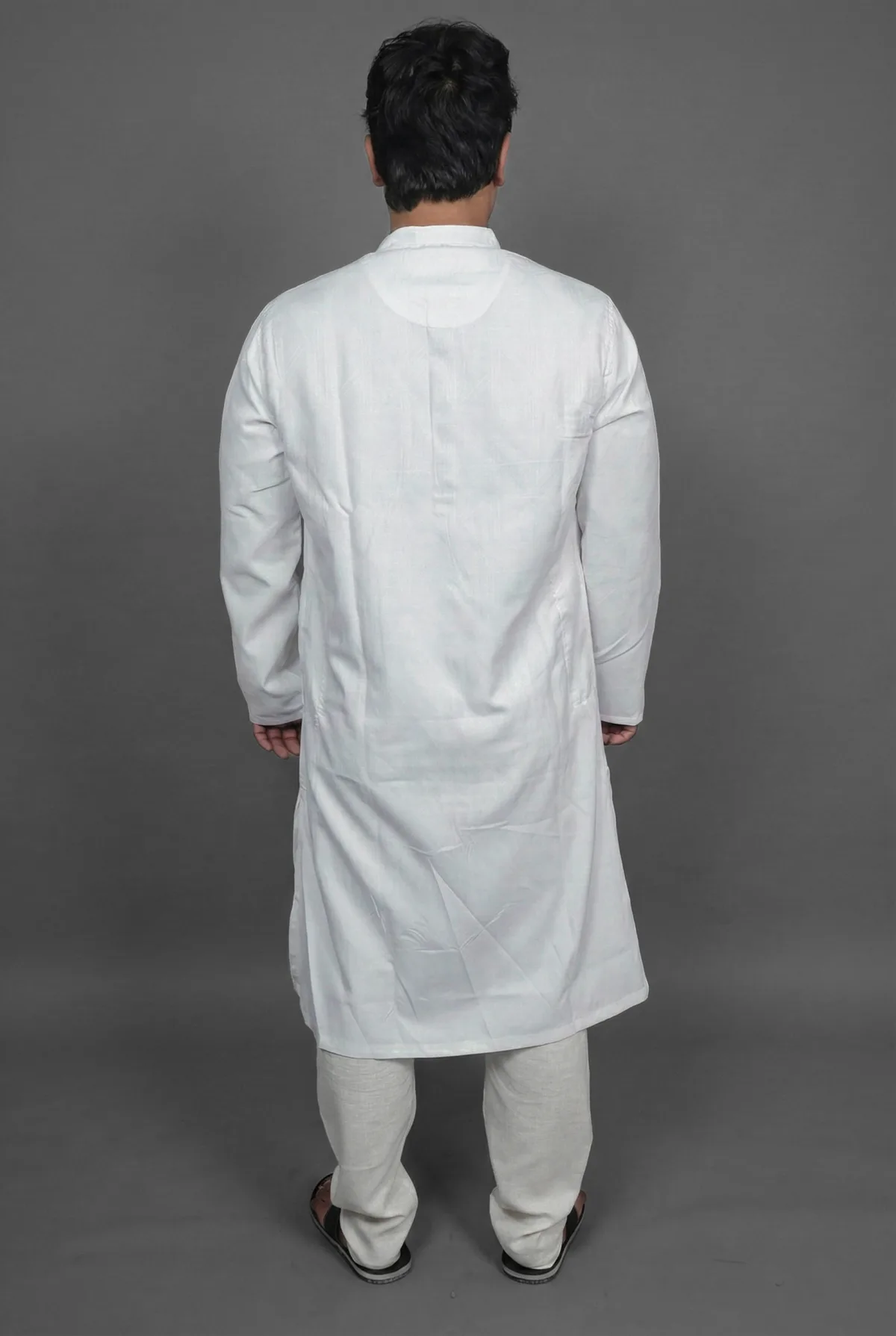 Classic Pearl White Kurta Detail