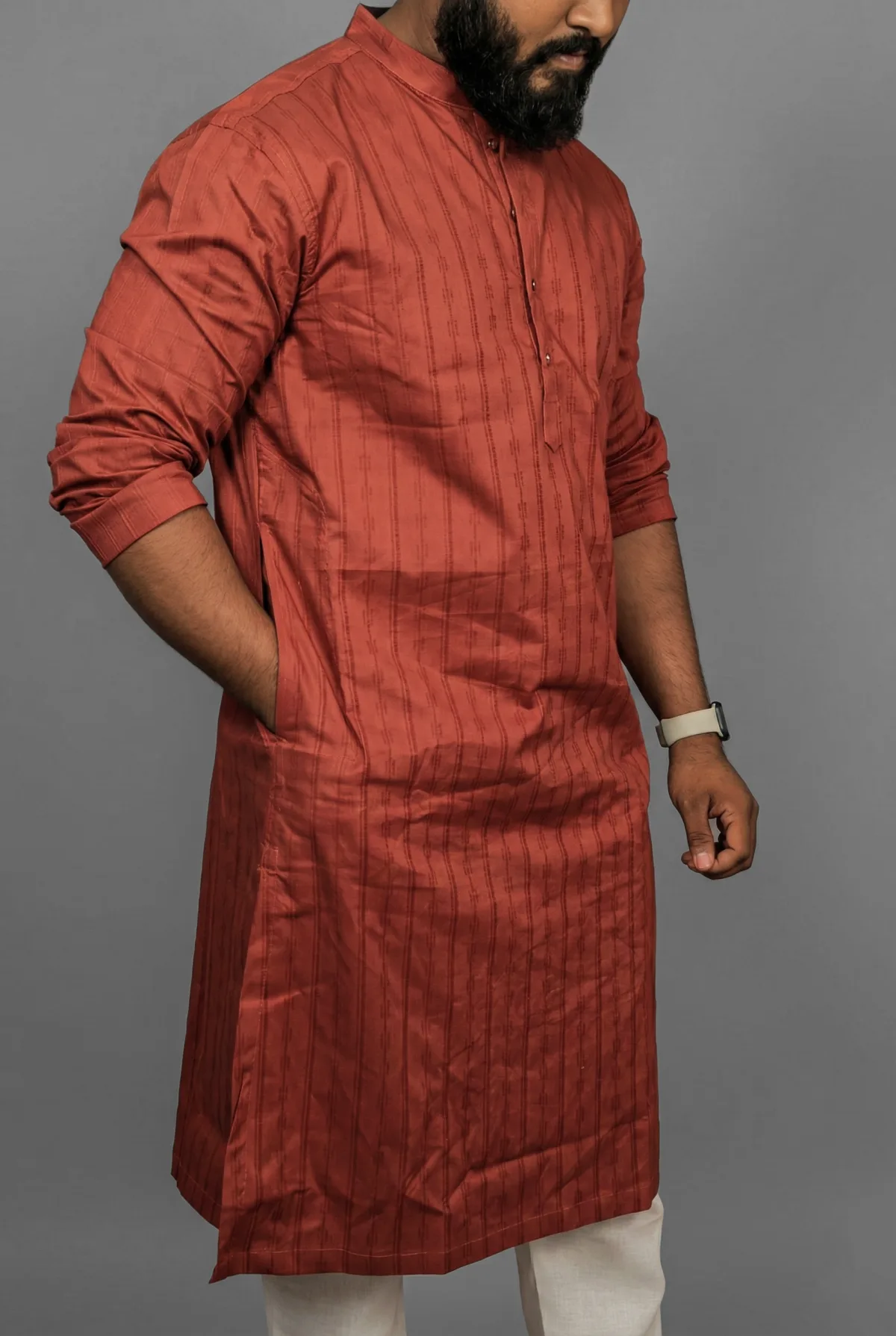Vermillion Sunset Red Kurta view 3