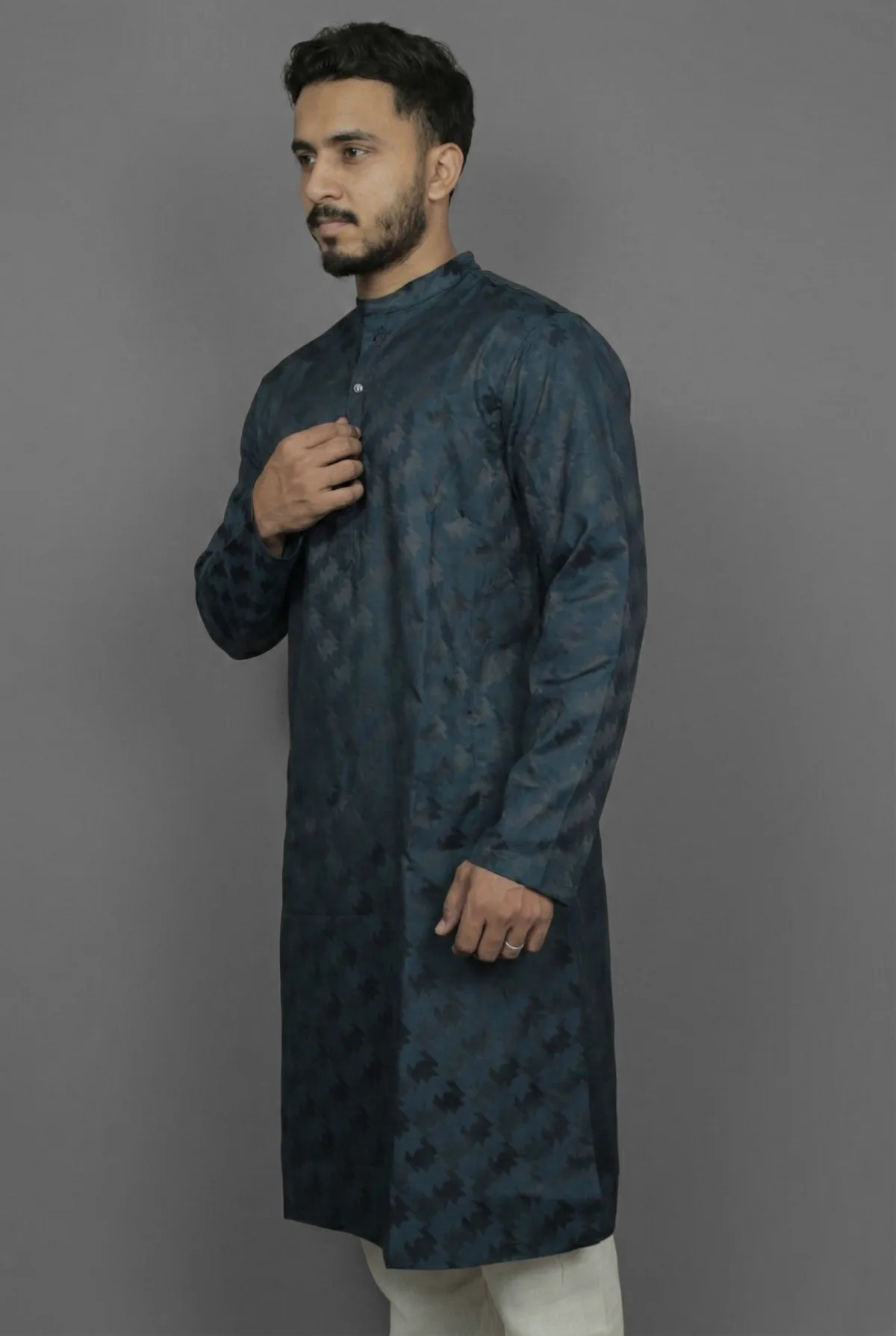 Ocean Mirror Blue Kurta view 3