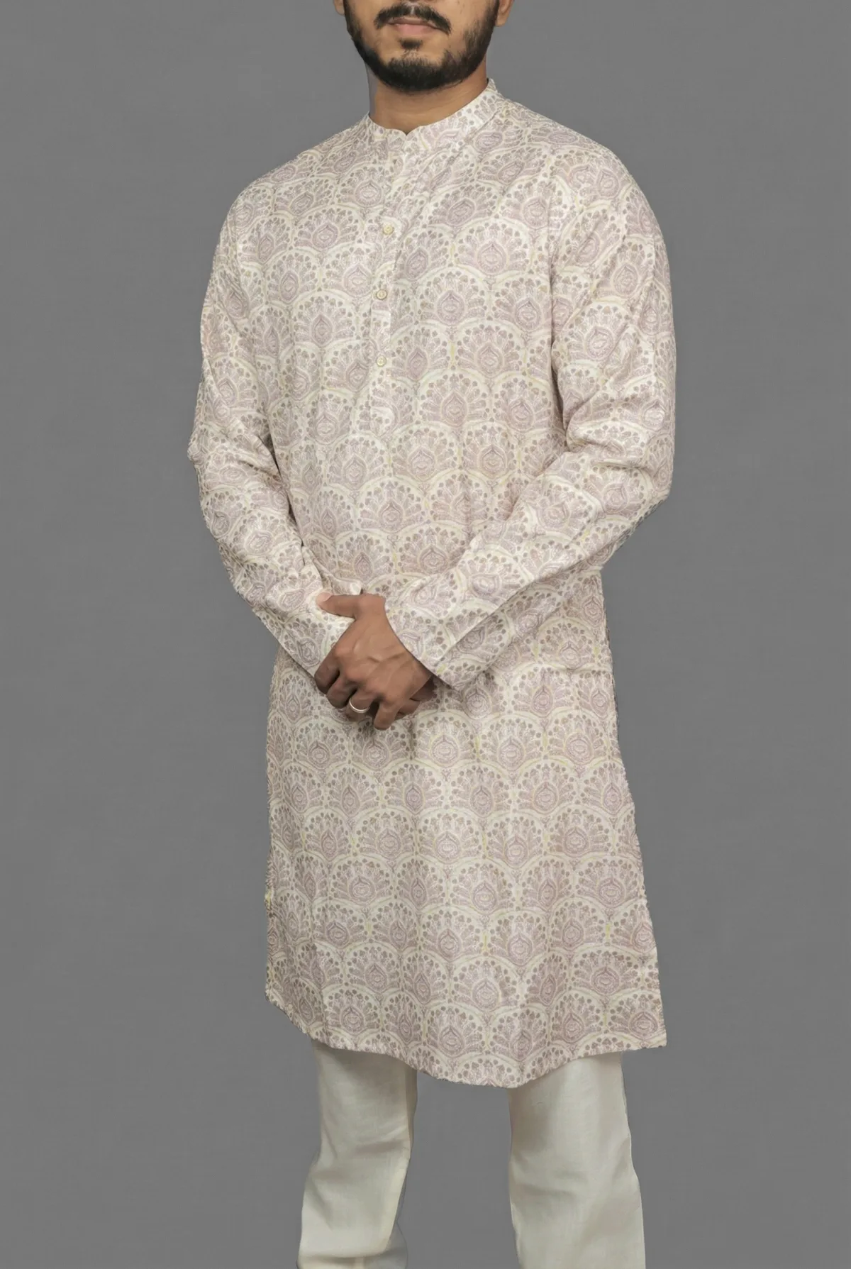Pastel Dream Cream Kurta view 3