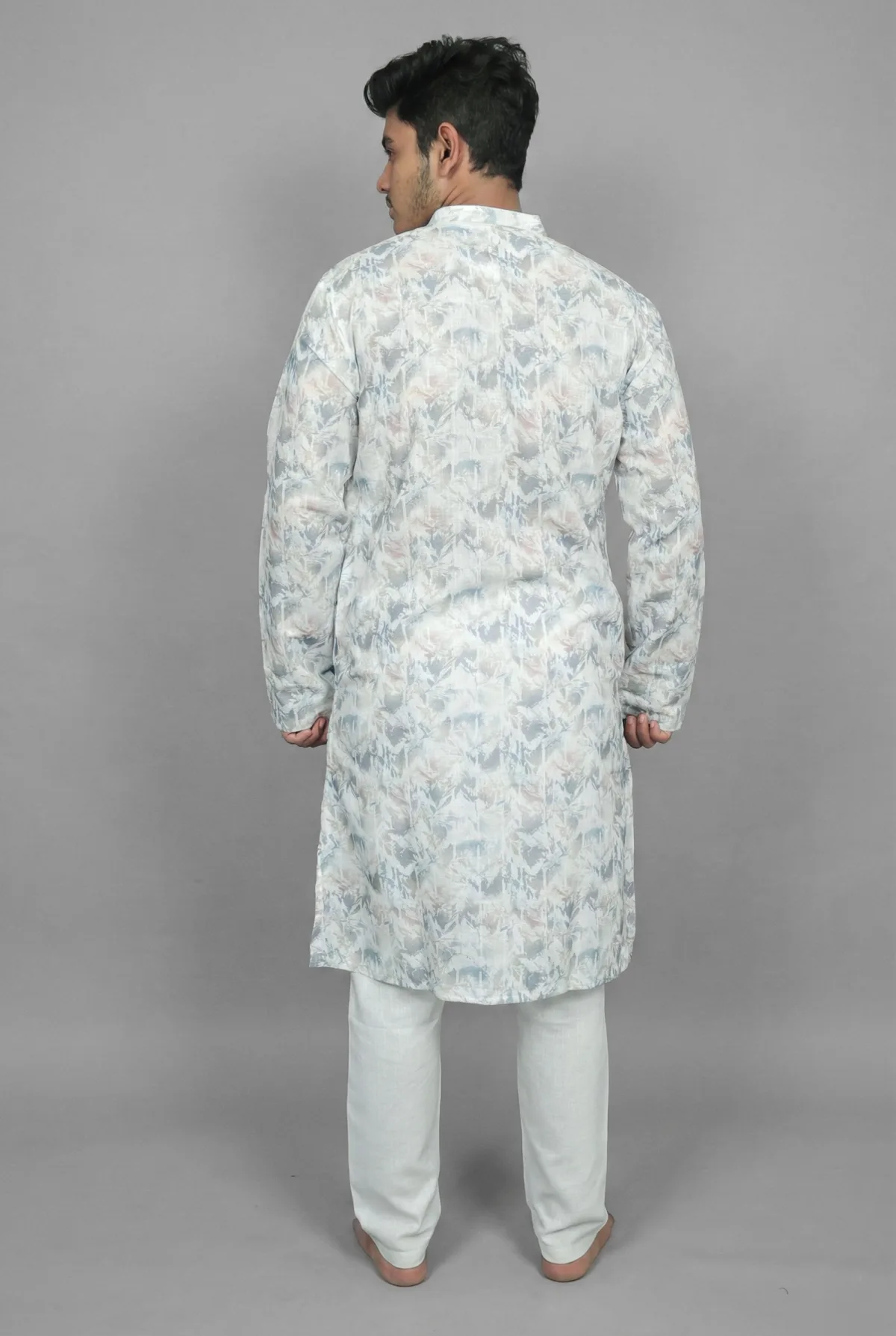 Modern Wave Grey Kurta Detail