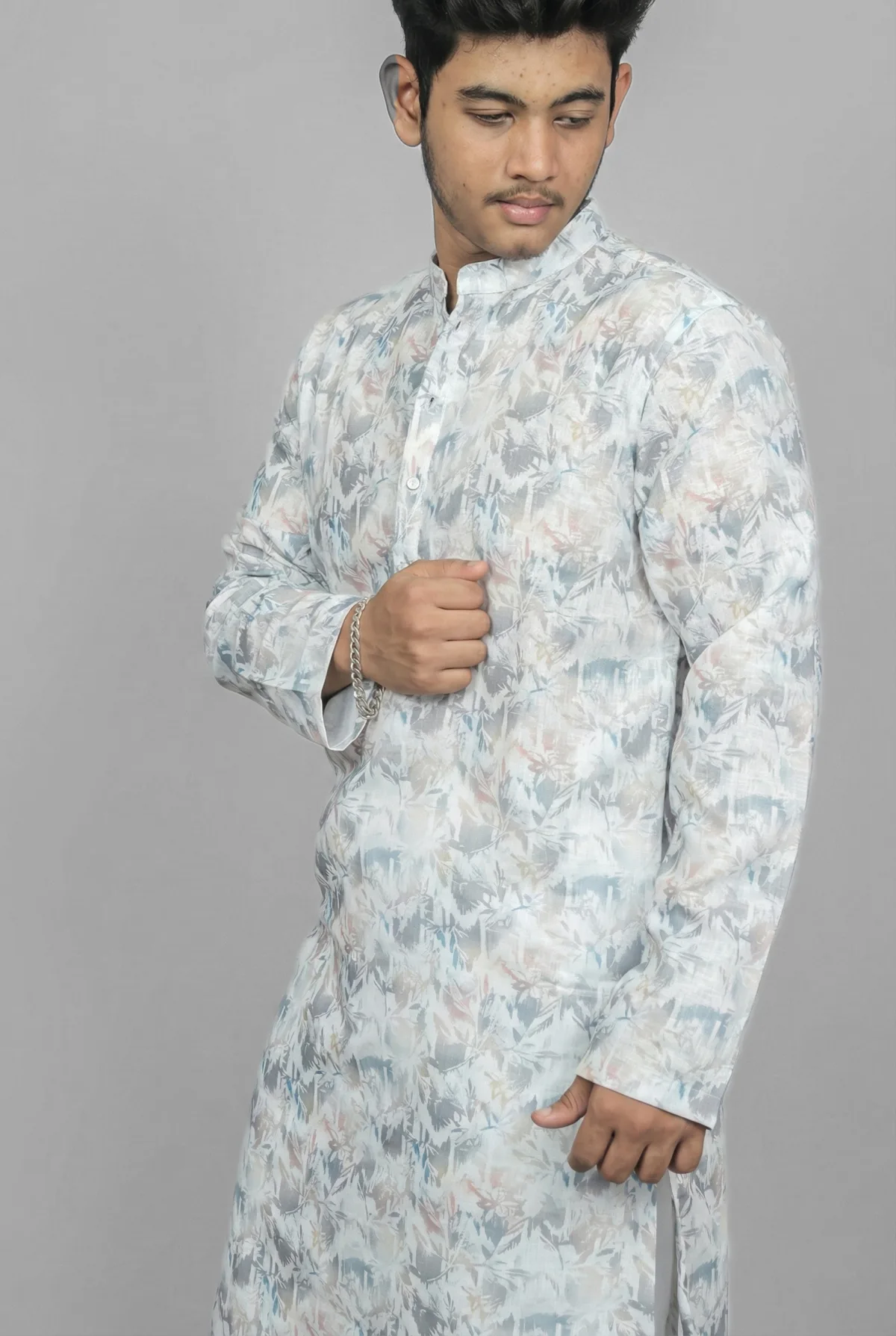 Modern Wave Grey Kurta view 3