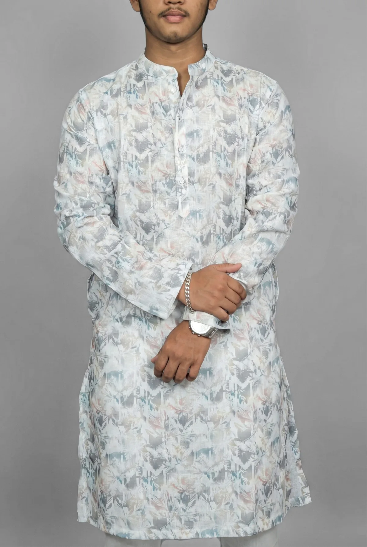 Modern Wave Grey Kurta view 4