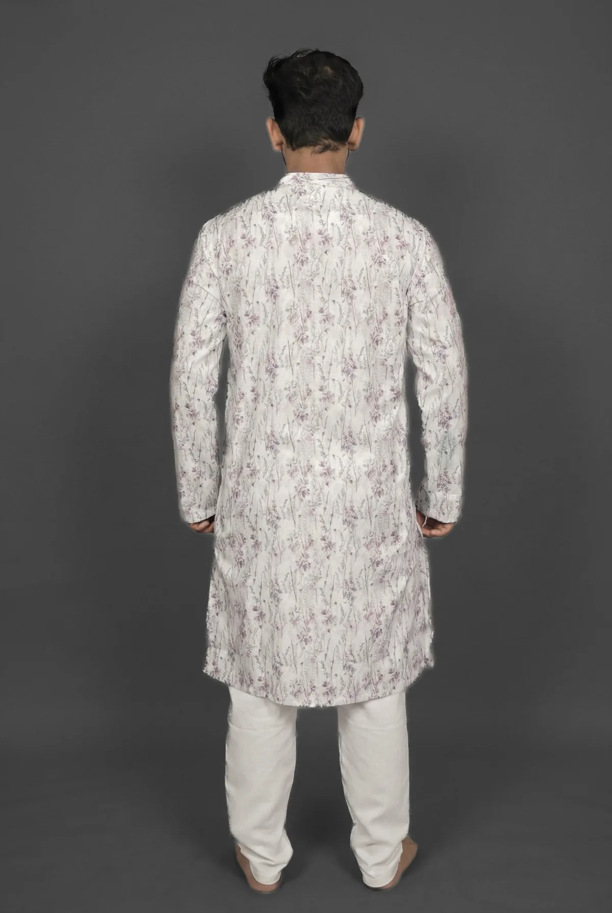 Woodland Weave White Kurta Detail