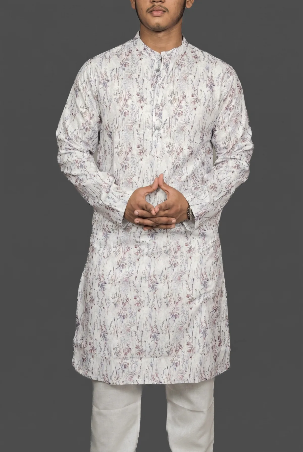 Woodland Weave White Kurta view 4