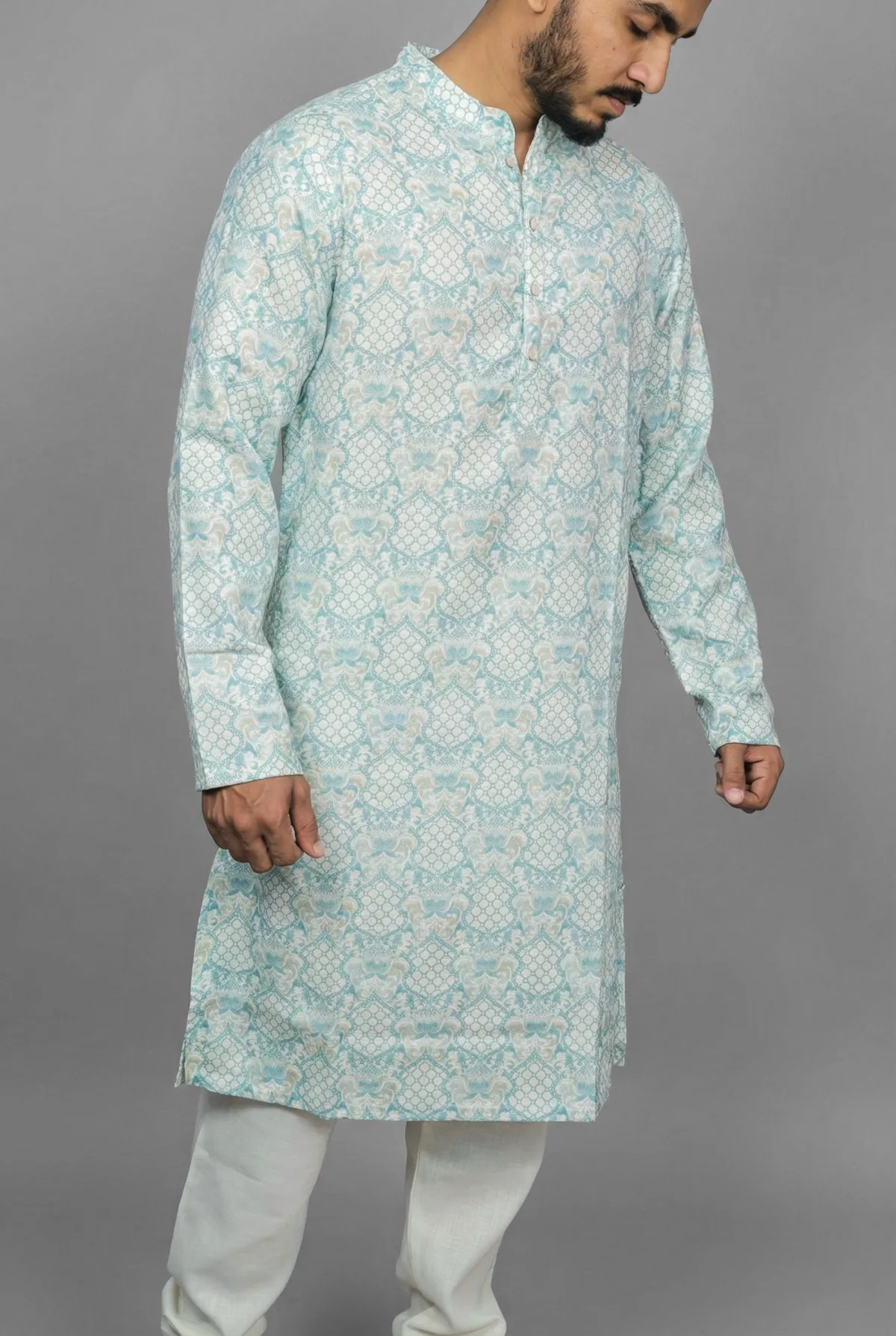 Moroccan Lattice Green Kurta view 3