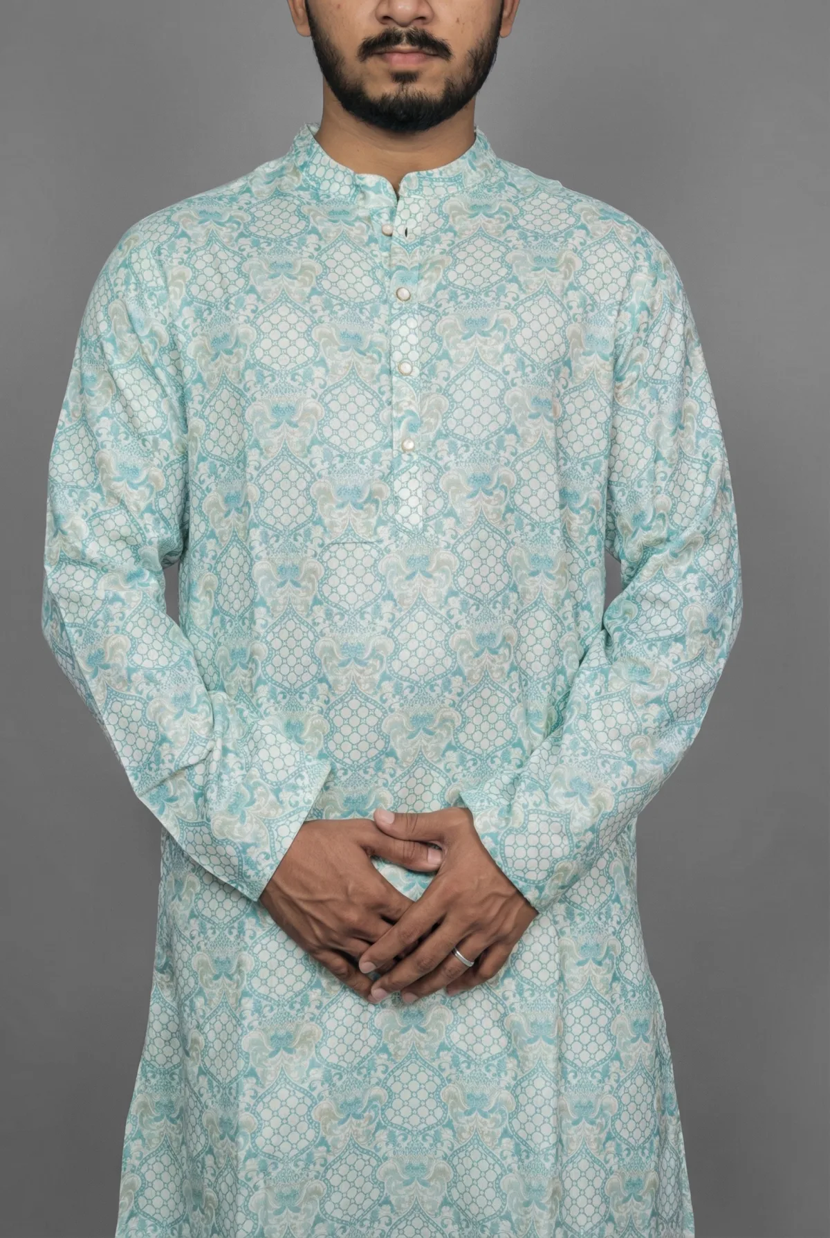 Moroccan Lattice Green Kurta view 4