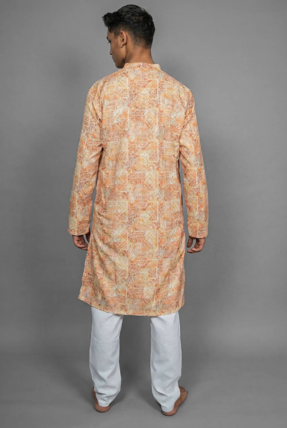 Safron Tile Yellow Kurta Detail