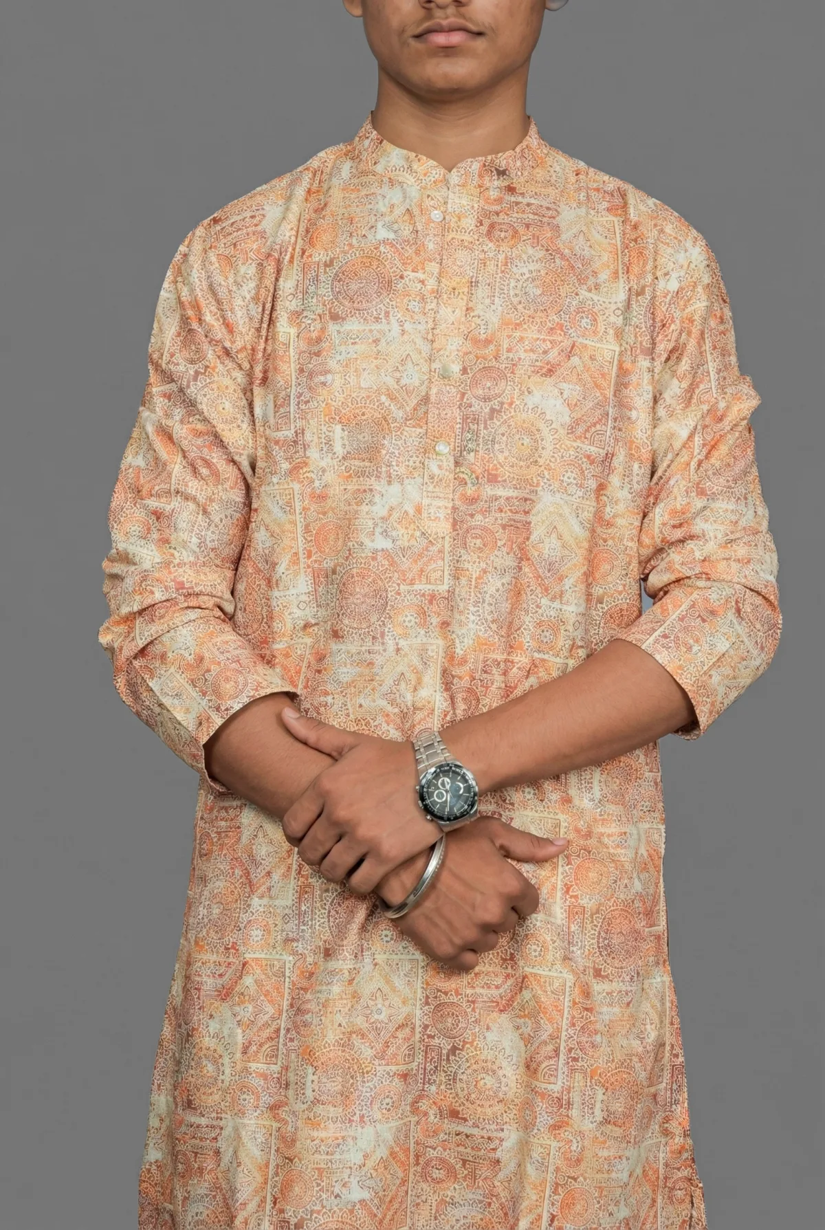 Safron Tile Yellow Kurta view 4