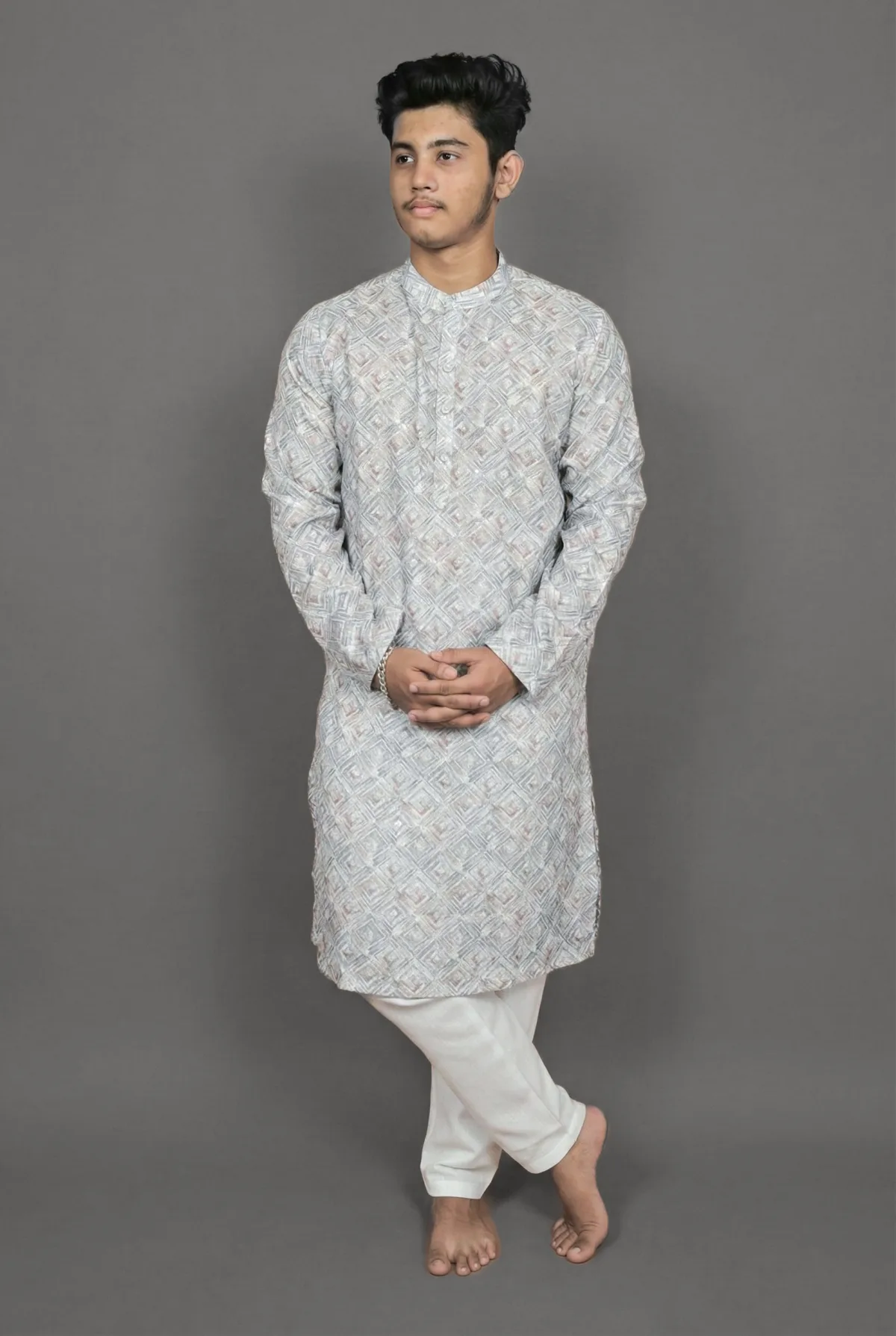 Pebble Weave Grey Kurta
