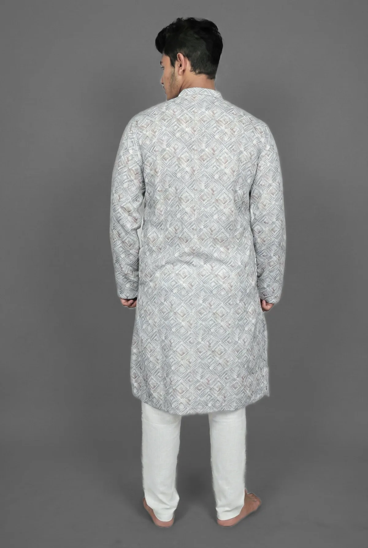 Pebble Weave Grey Kurta Detail