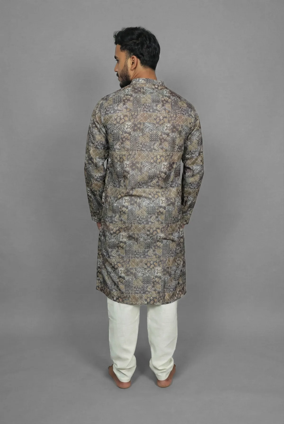 Finch Shadow Black Kurta Detail