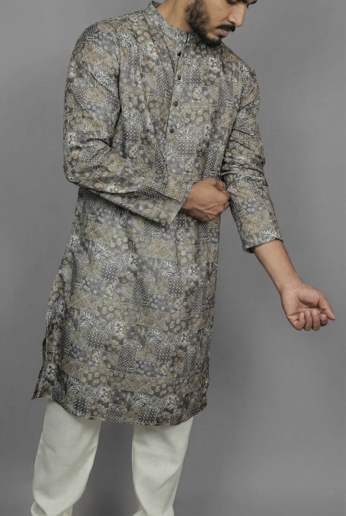 Finch Shadow Black Kurta view 3