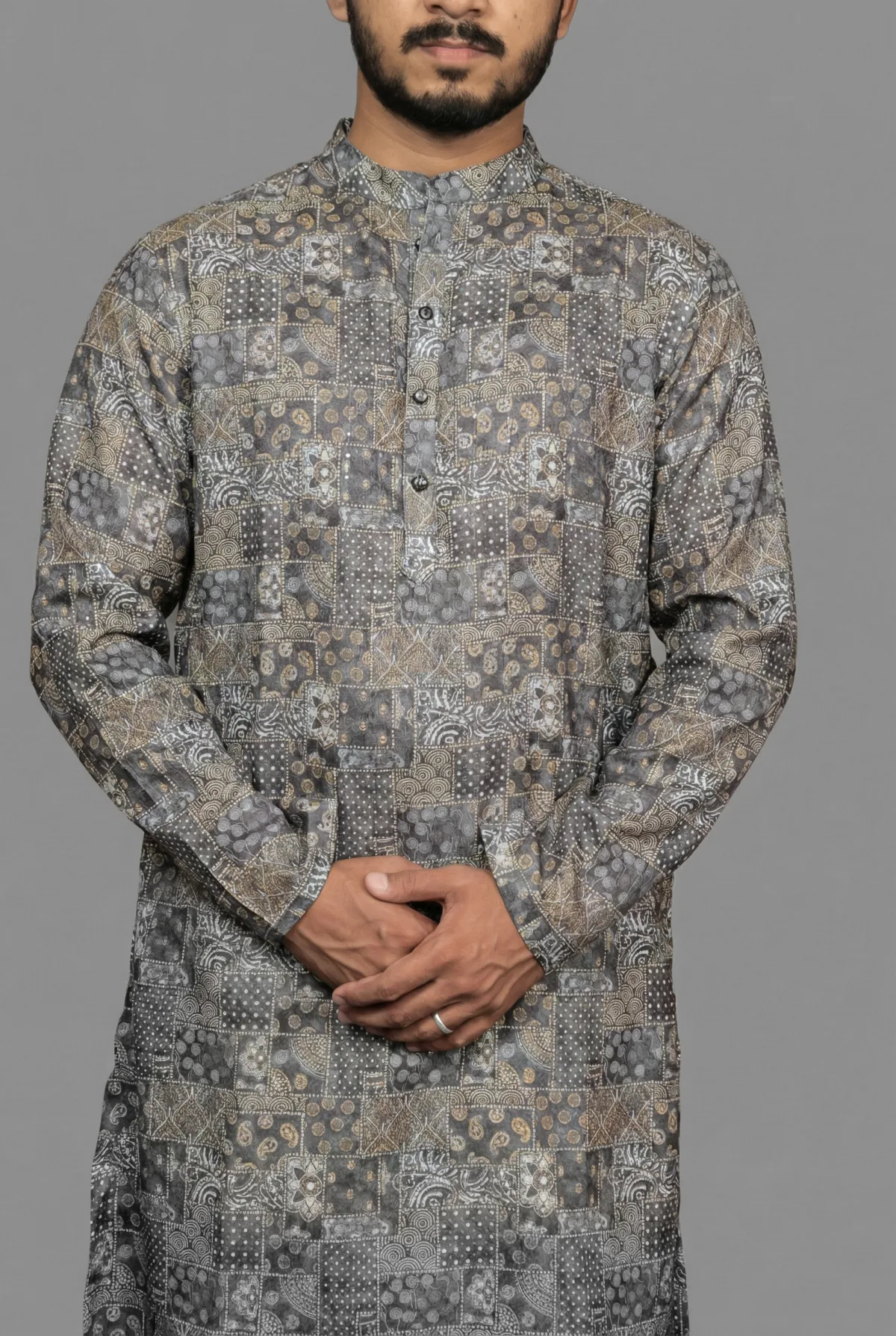 Finch Shadow Black Kurta view 4