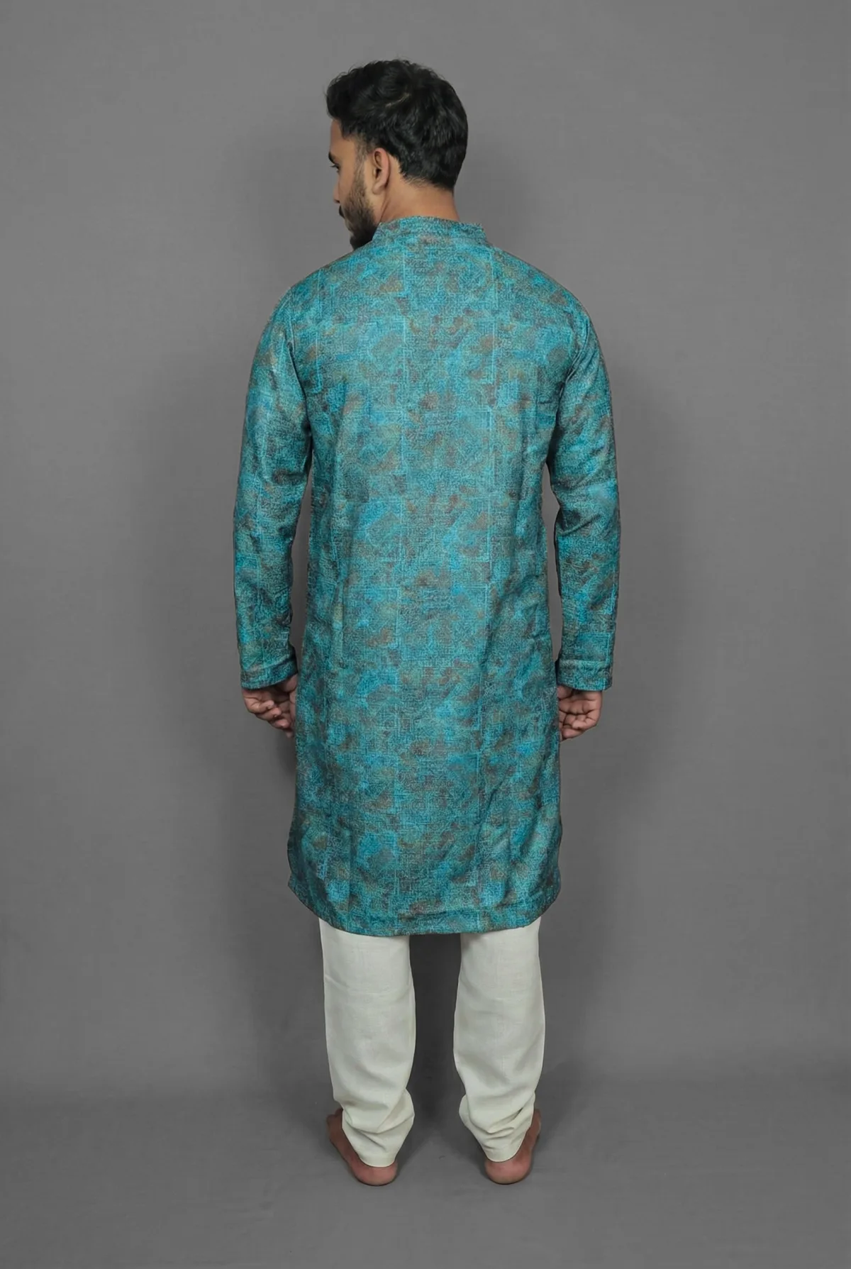 Peacock Lagoon Teal Kurta Detail