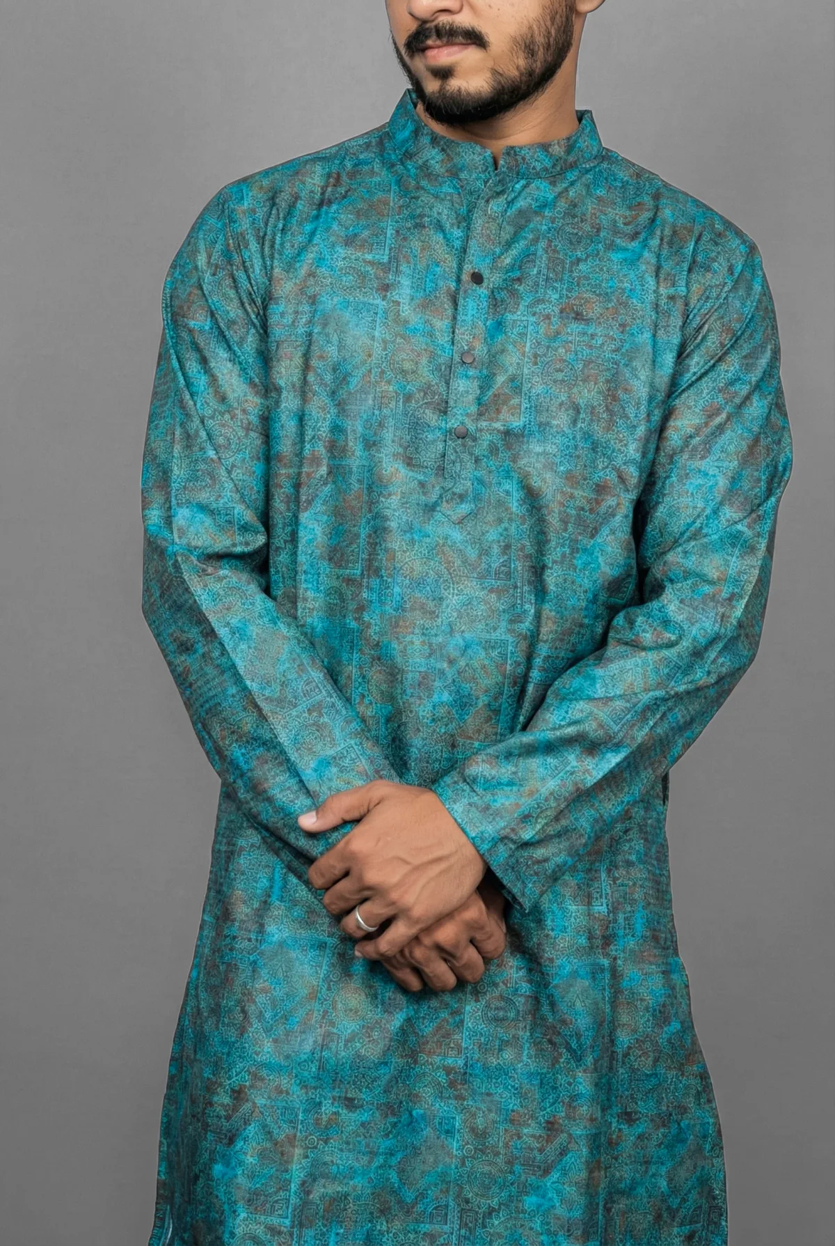 Peacock Lagoon Teal Kurta view 3