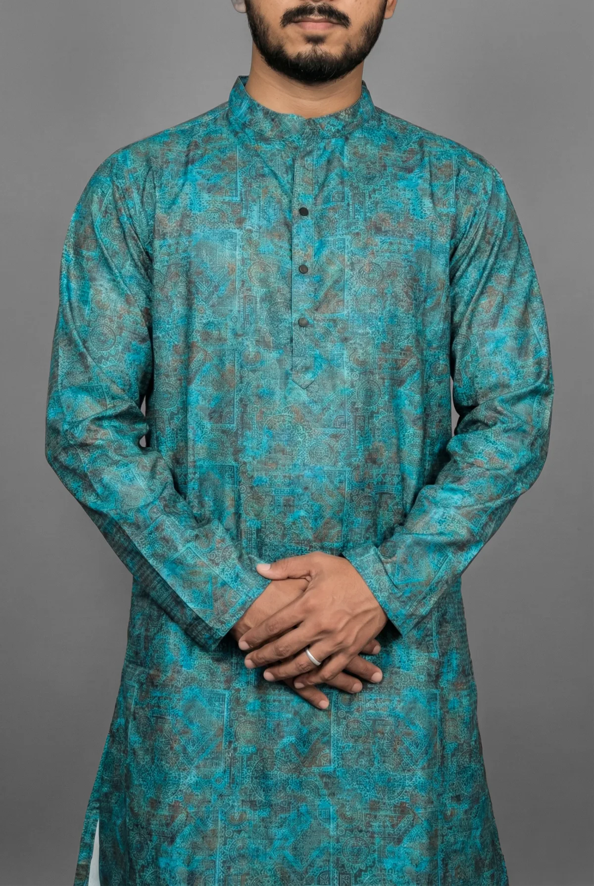 Peacock Lagoon Teal Kurta view 4