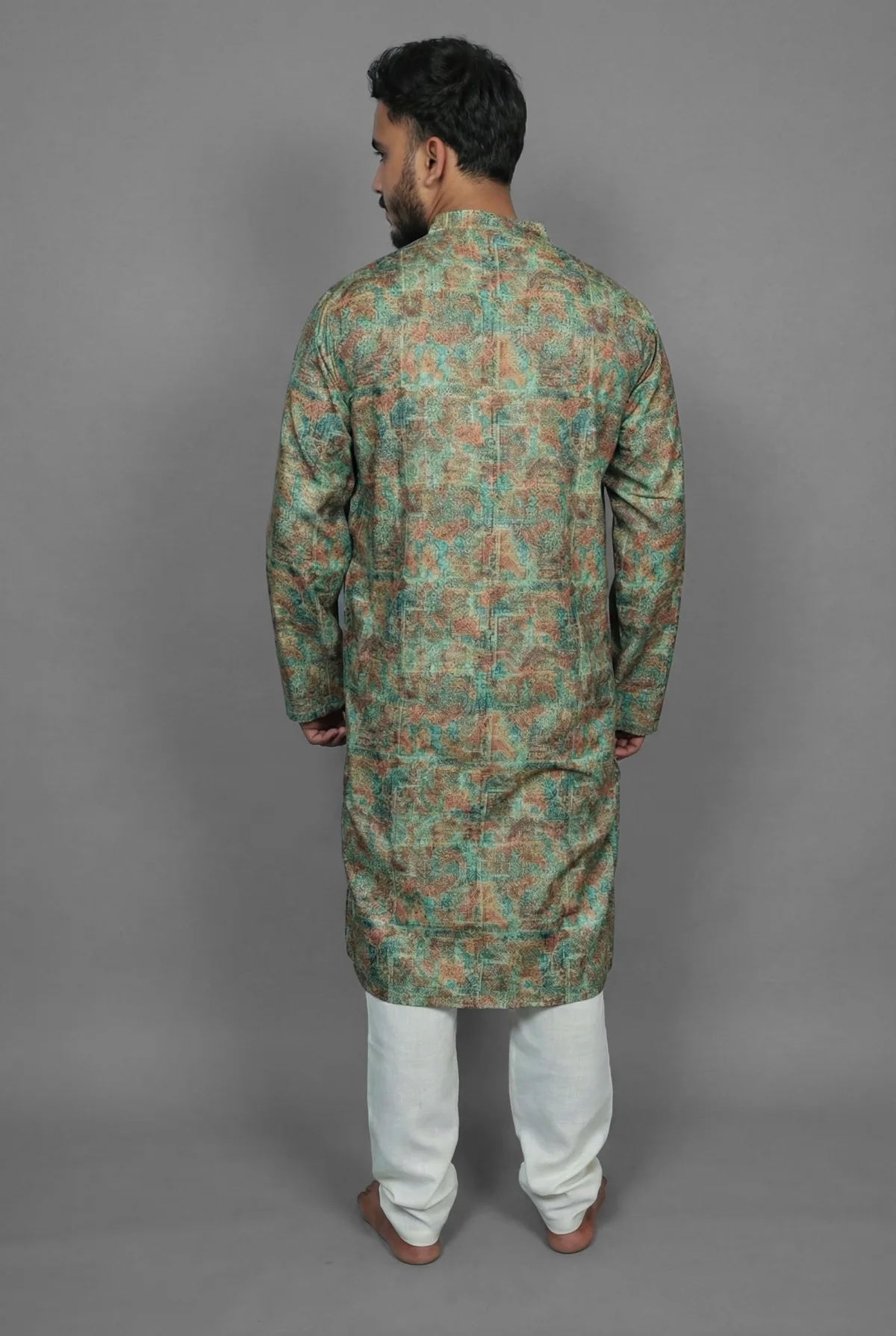 Earthy Tile Green Kurta Detail
