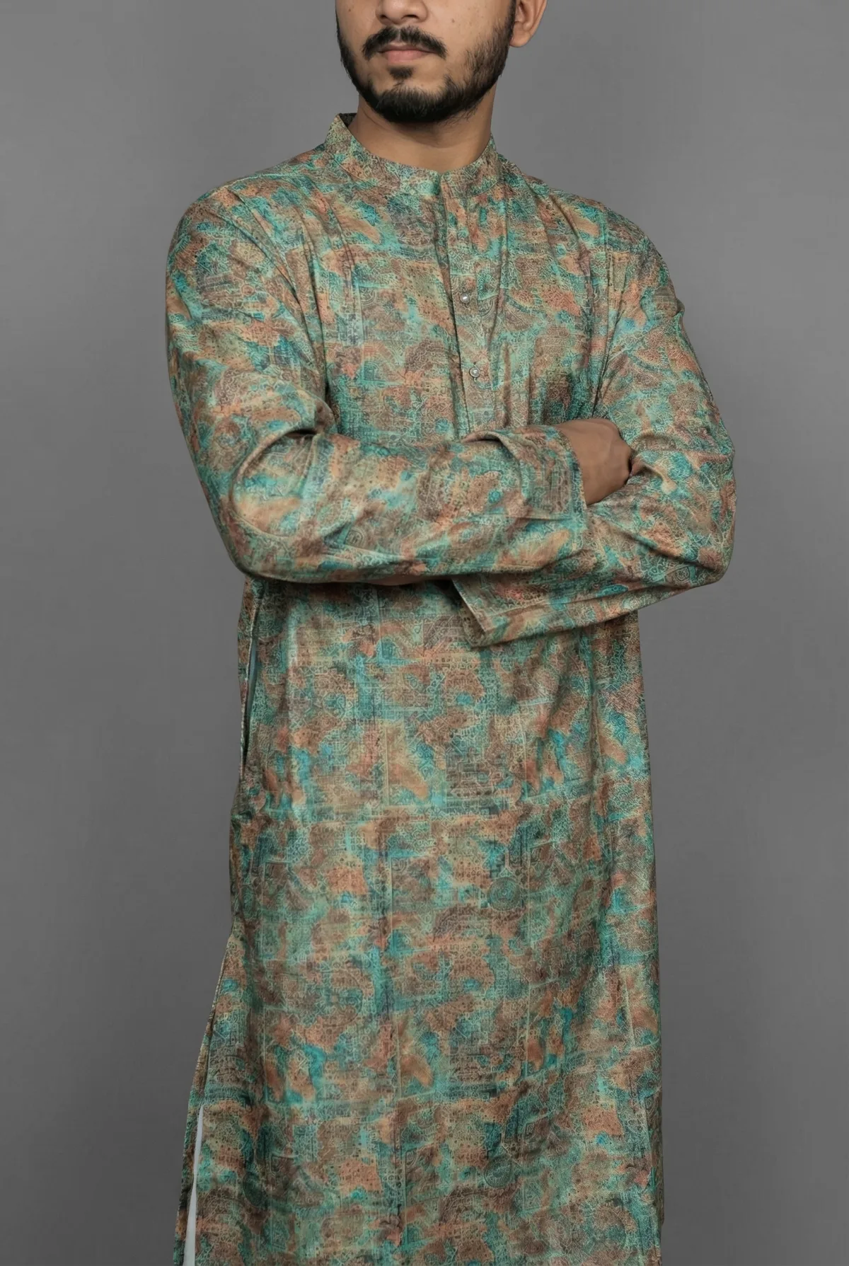 Earthy Tile Green Kurta view 3