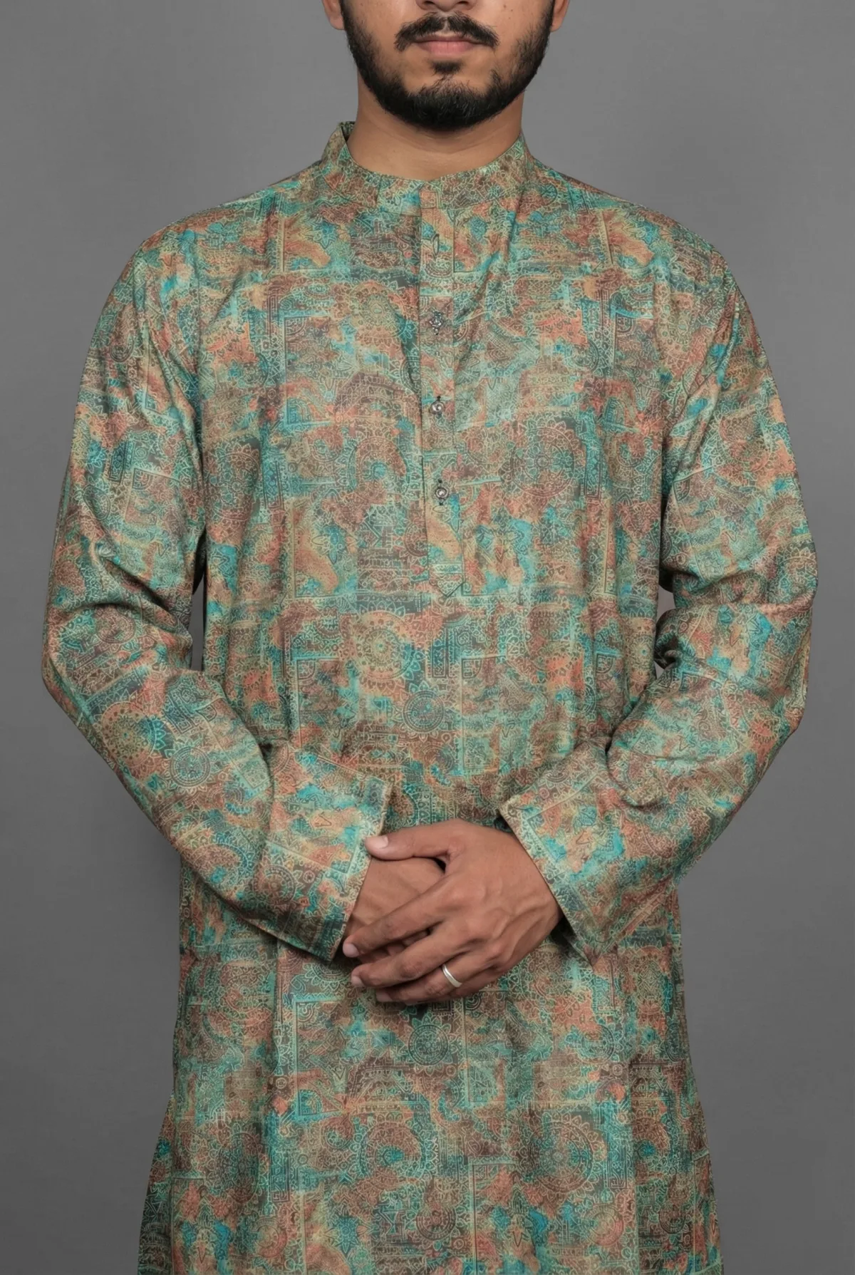 Earthy Tile Green Kurta view 4