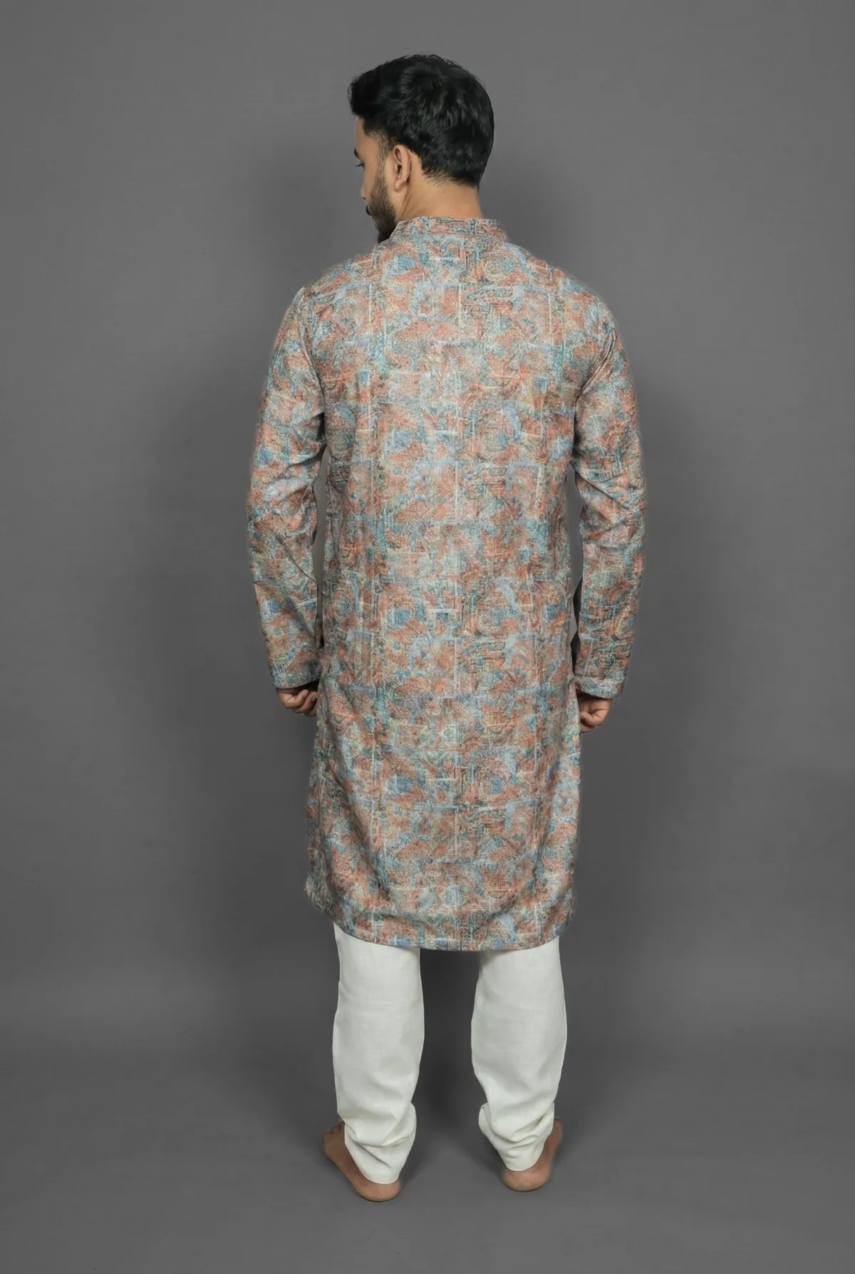 Desert Lace Beige Kurta Detail