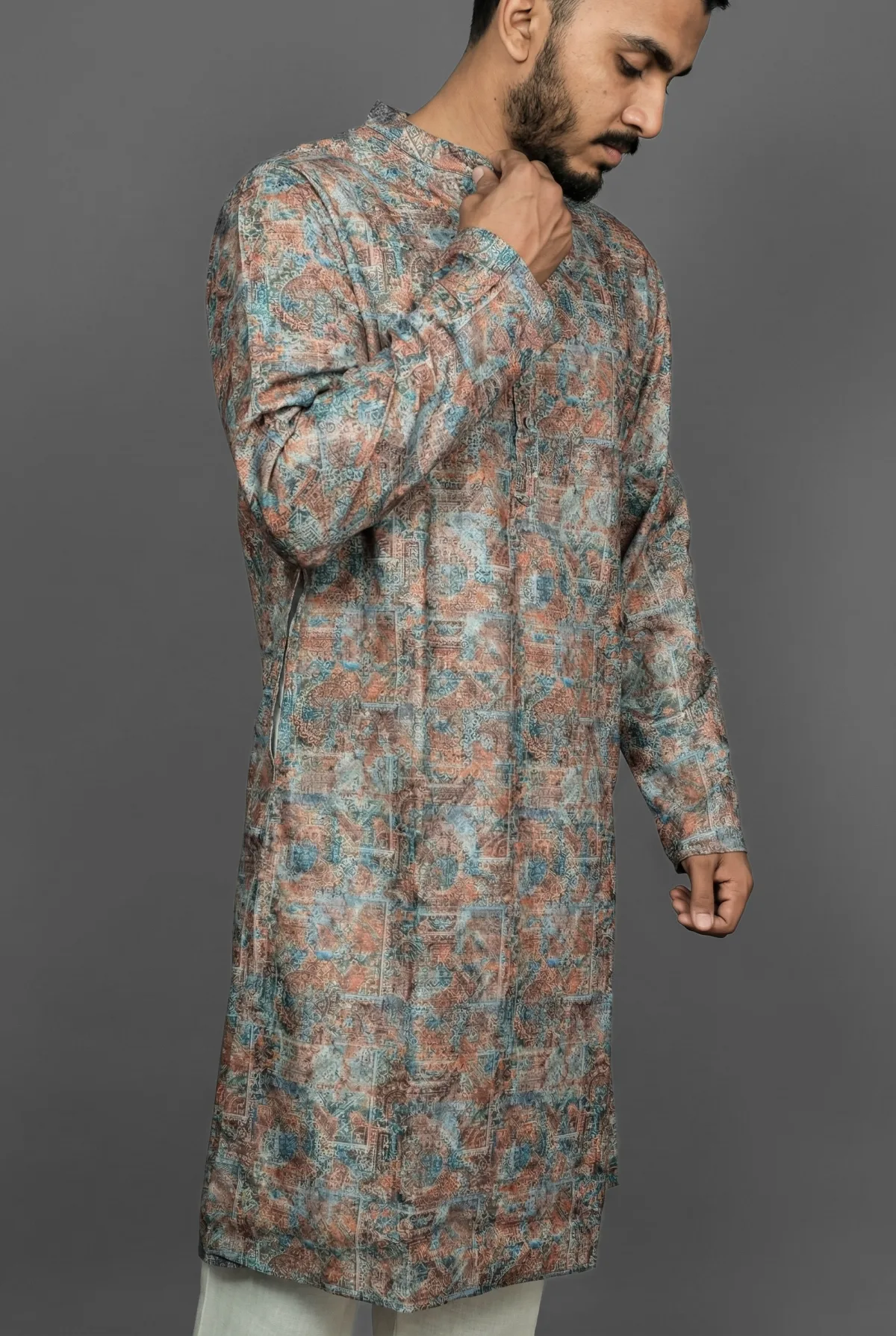 Desert Lace Beige Kurta view 3