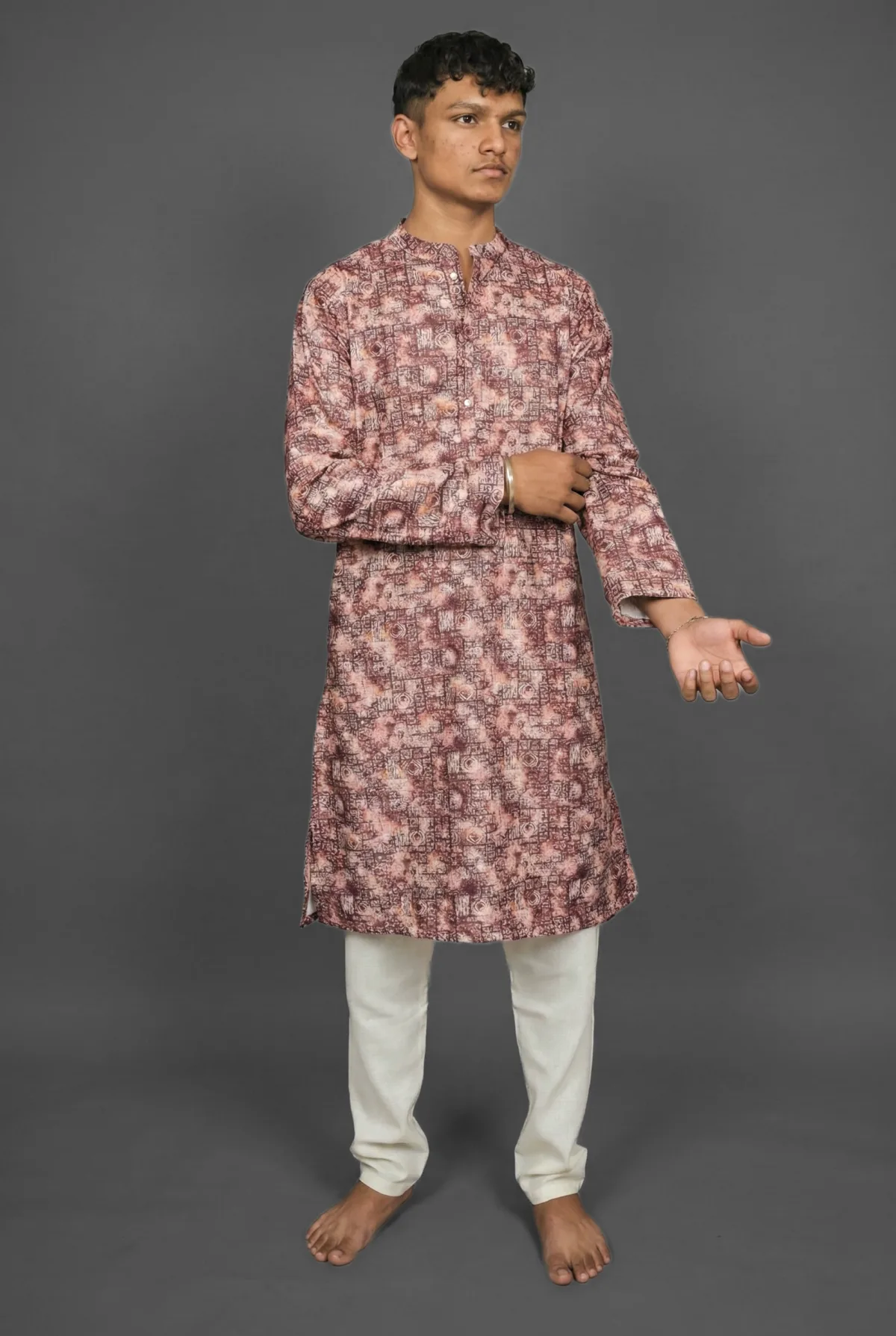 Crimson Blur Maroon Kurta view 3