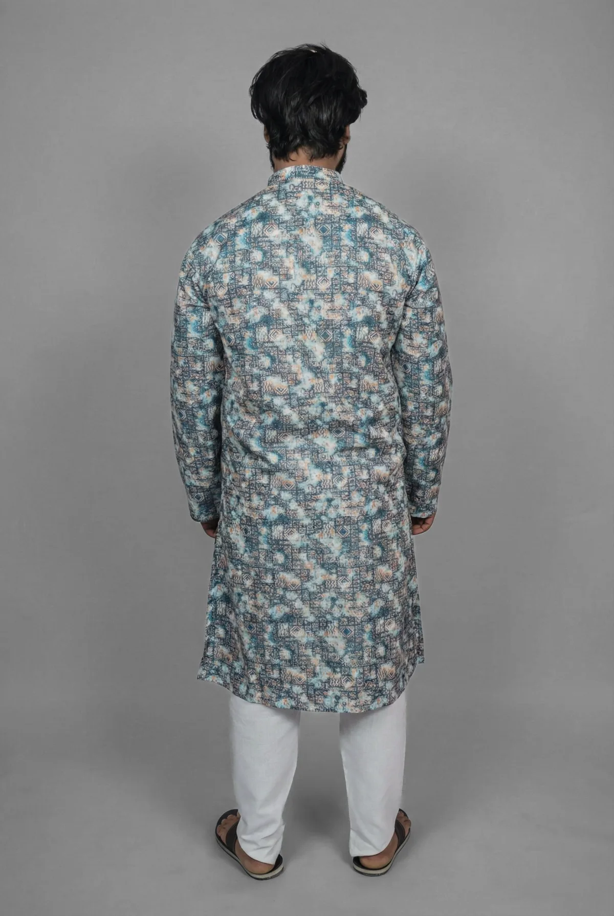 Icy Batik Blue Kurta Detail