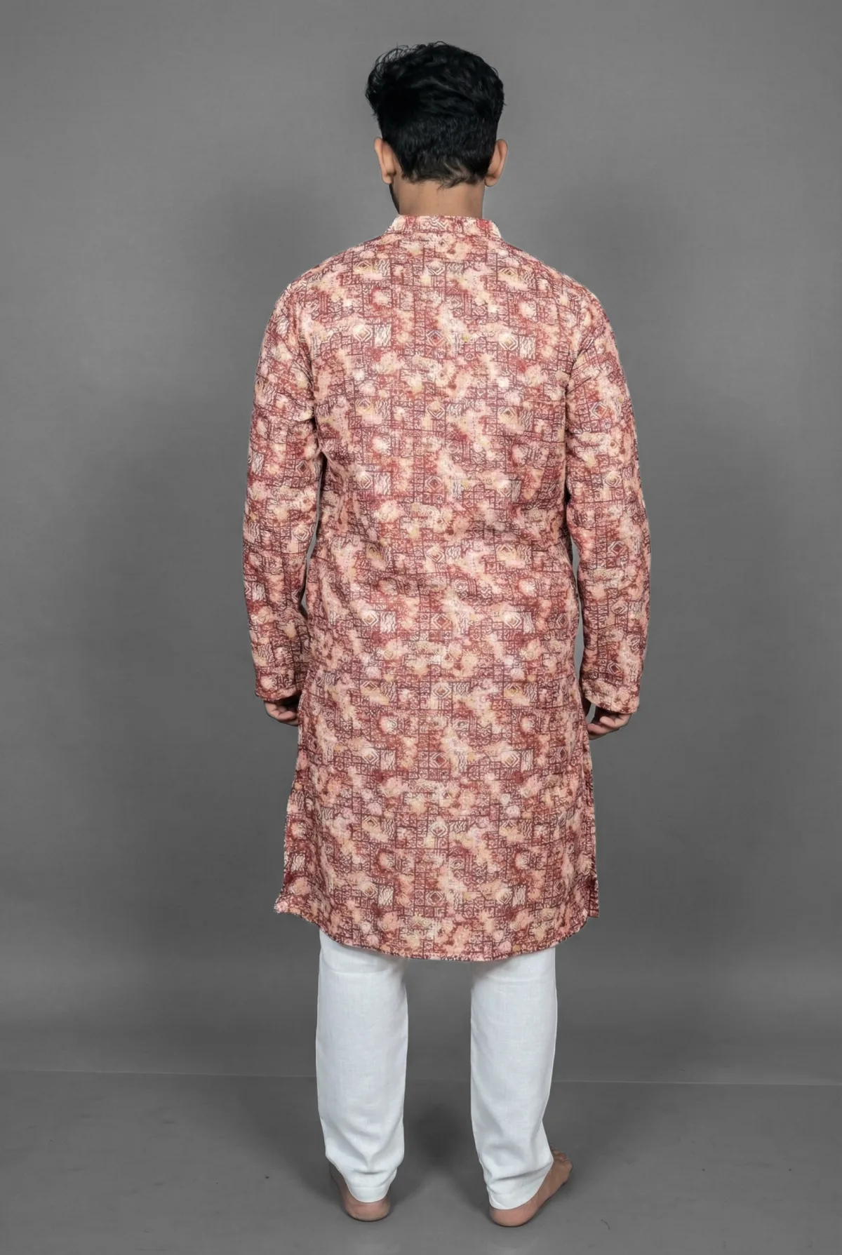 Rumi Tile Brown Kurta Detail