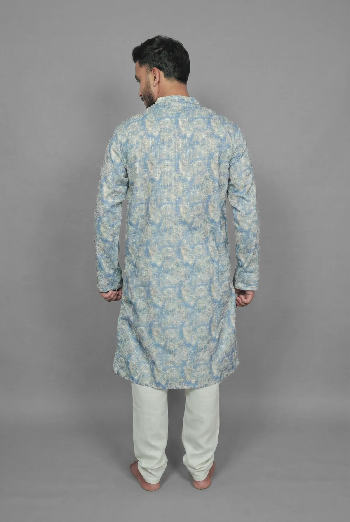 Indigo Wave Blue Kurta Detail