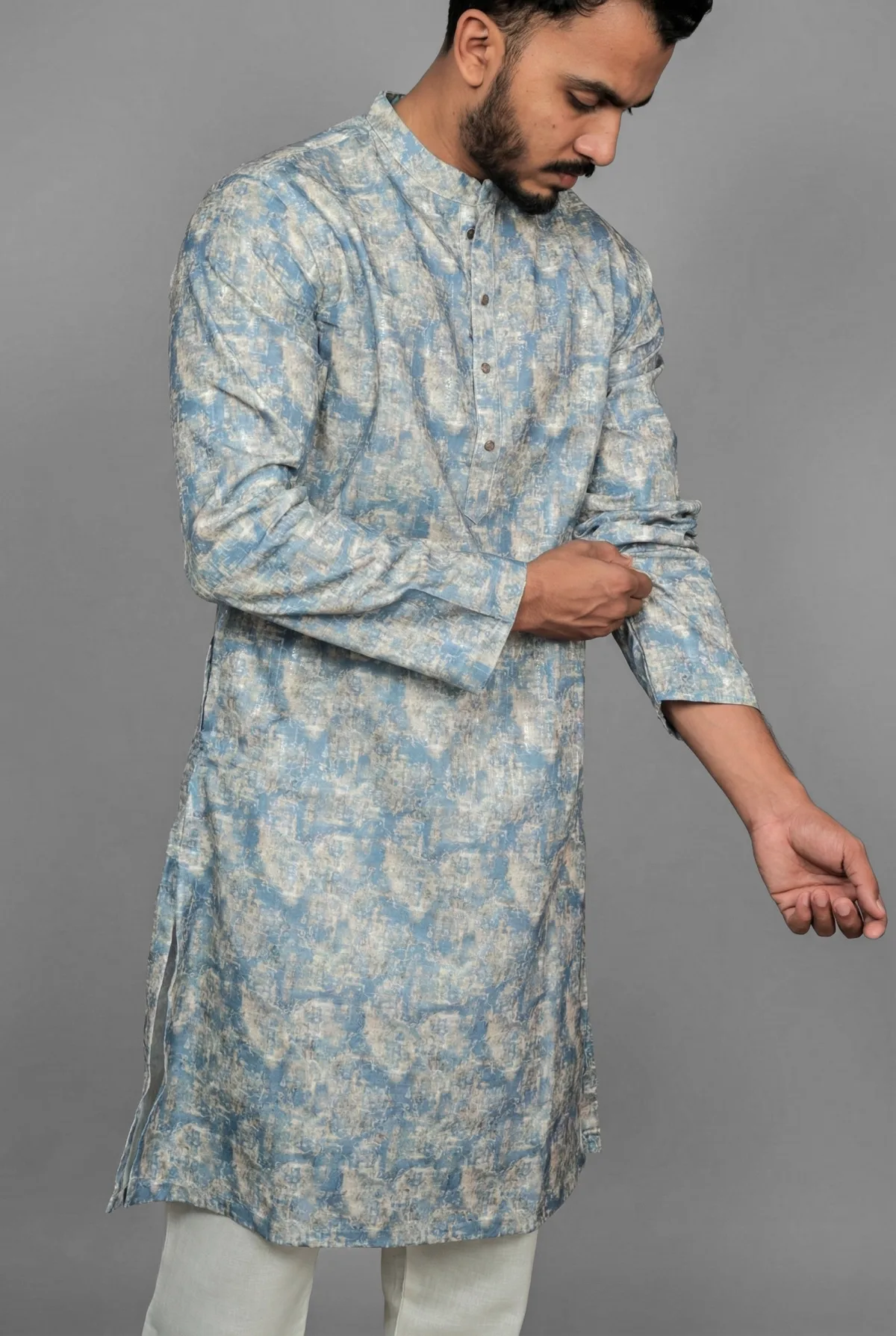 Indigo Wave Blue Kurta view 3