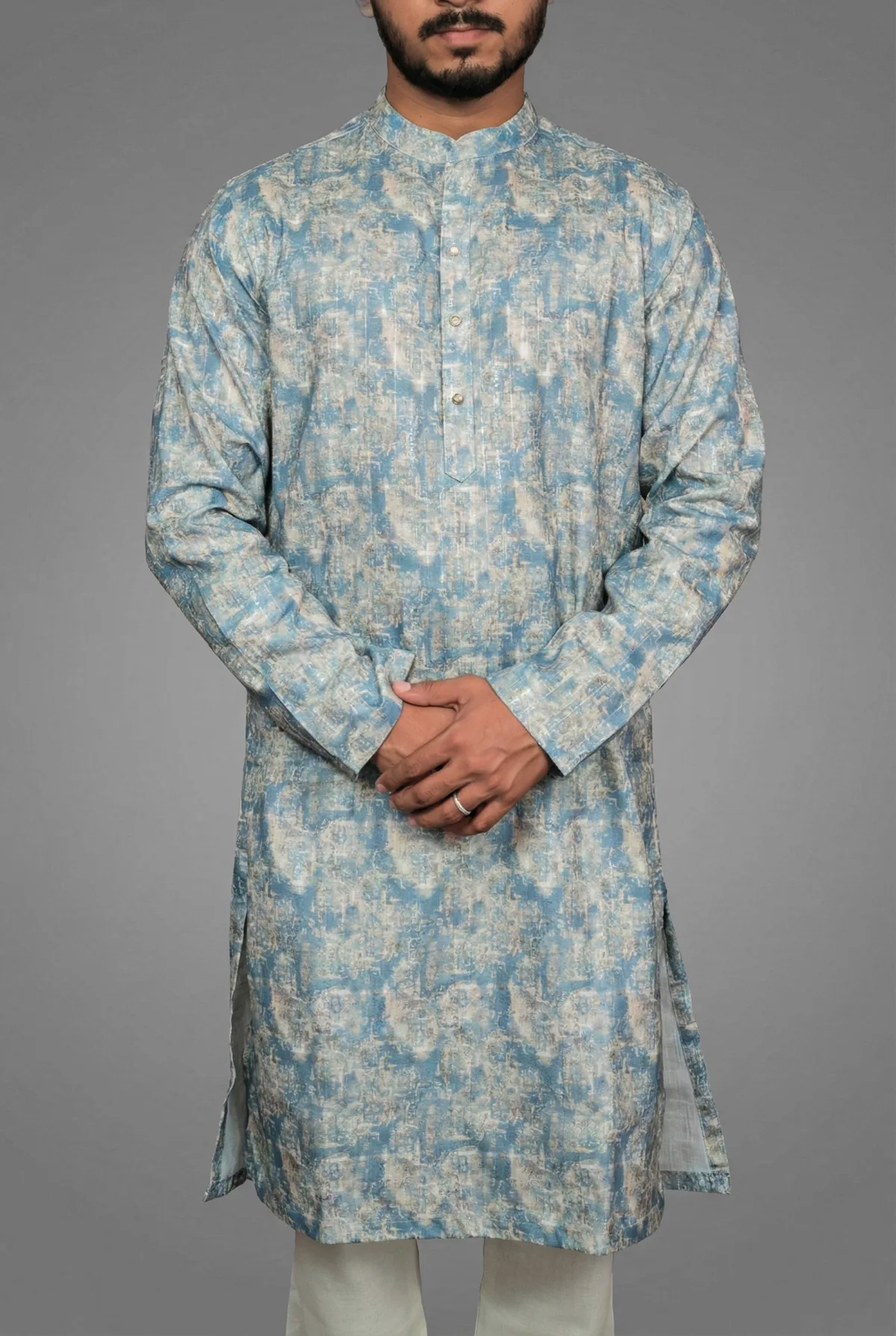 Indigo Wave Blue Kurta view 4