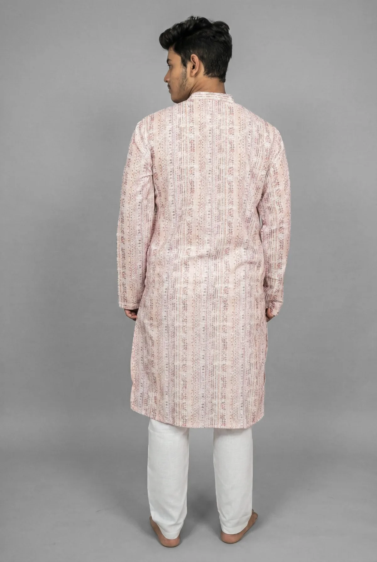 Rattan Tile Pink Kurta Detail