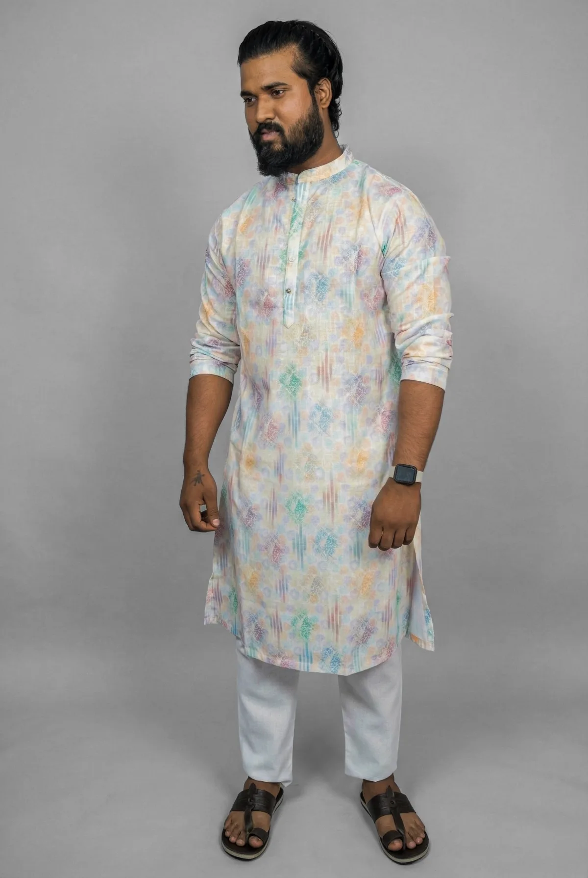 Lilac Lattice White Kurta