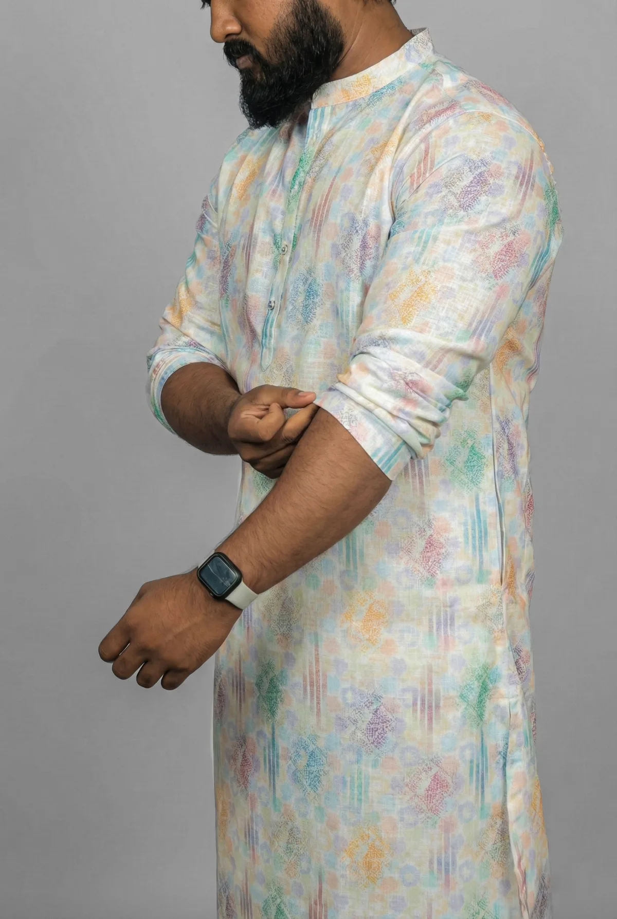 Lilac Lattice White Kurta view 3