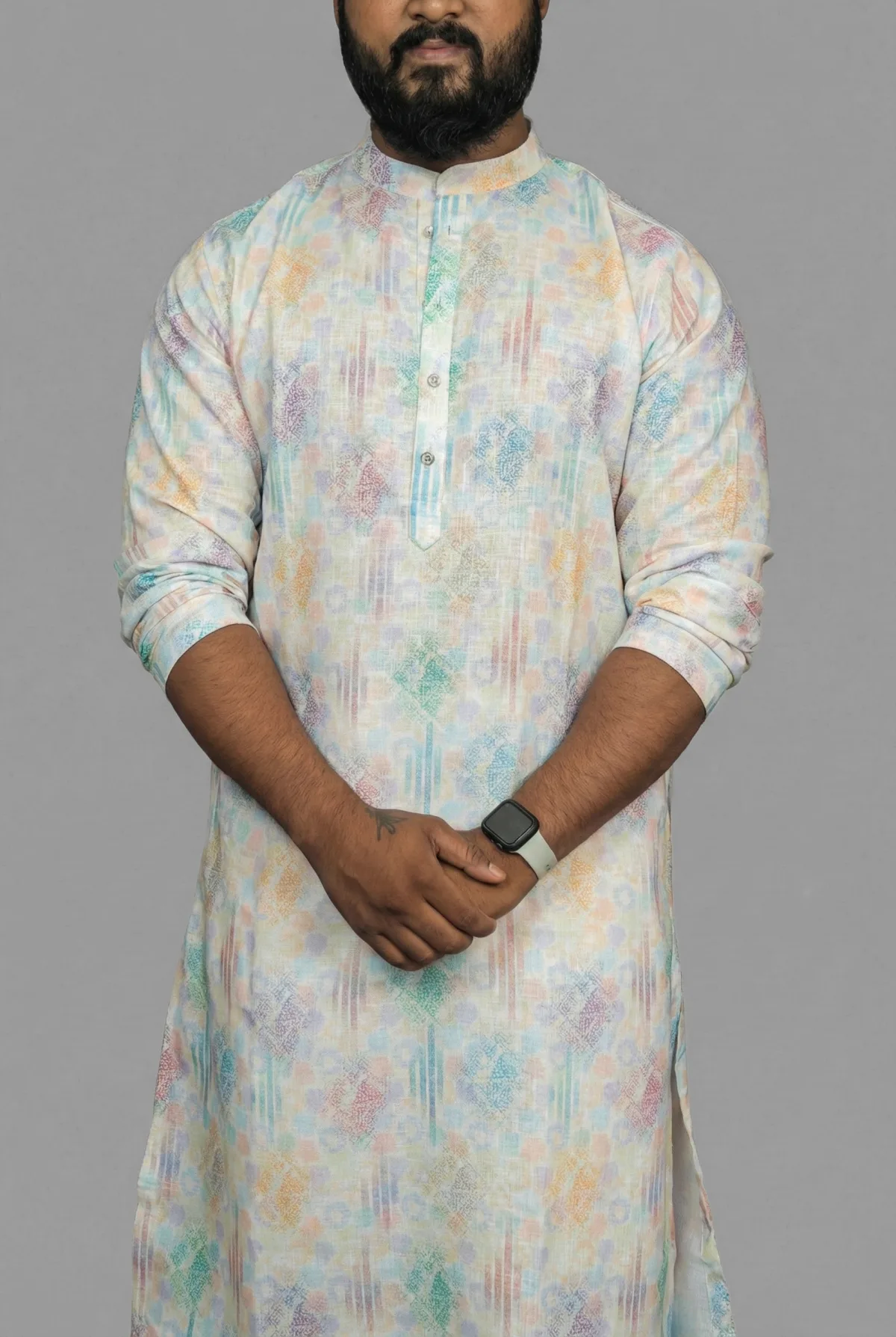 Lilac Lattice White Kurta view 4