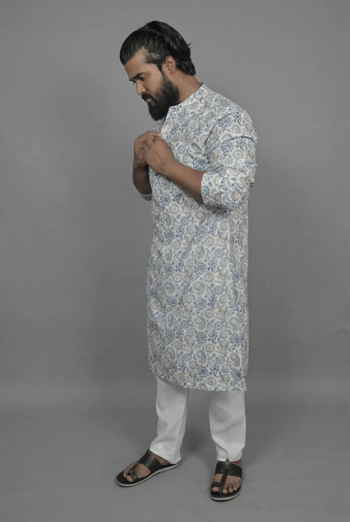 Mughal Medallion Blue Kurta