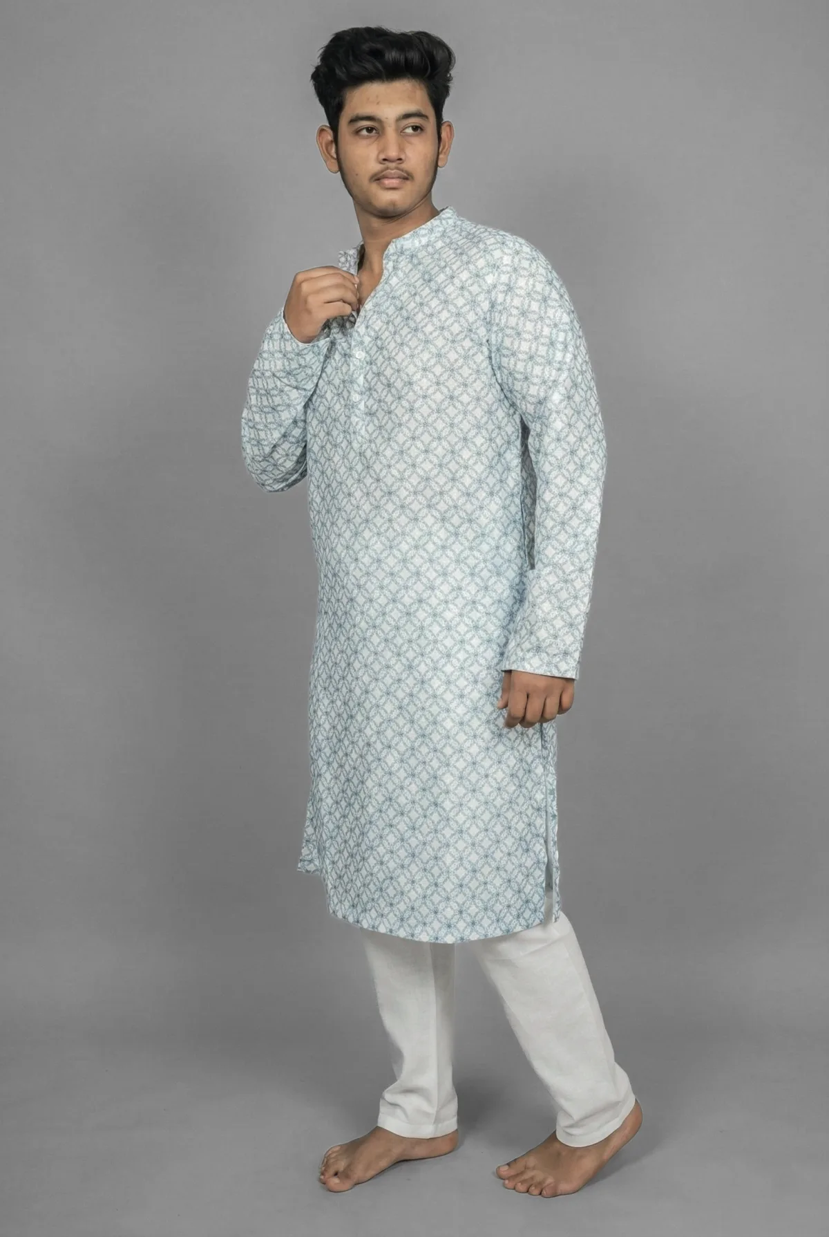 Indigo Leaf Teal Kurta