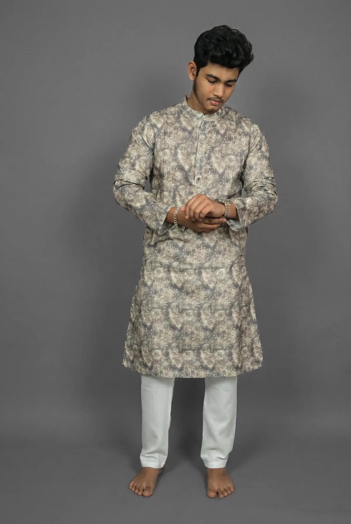 Cocoa Patchwork Brown Kurta view 3