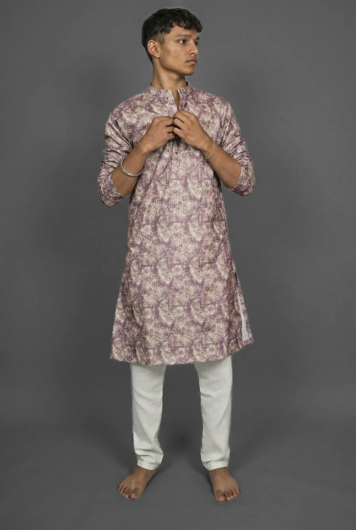 Carved Wood Brown Kurta view 3