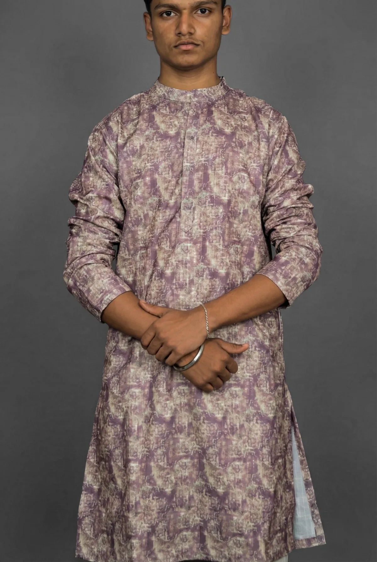 Carved Wood Brown Kurta view 4