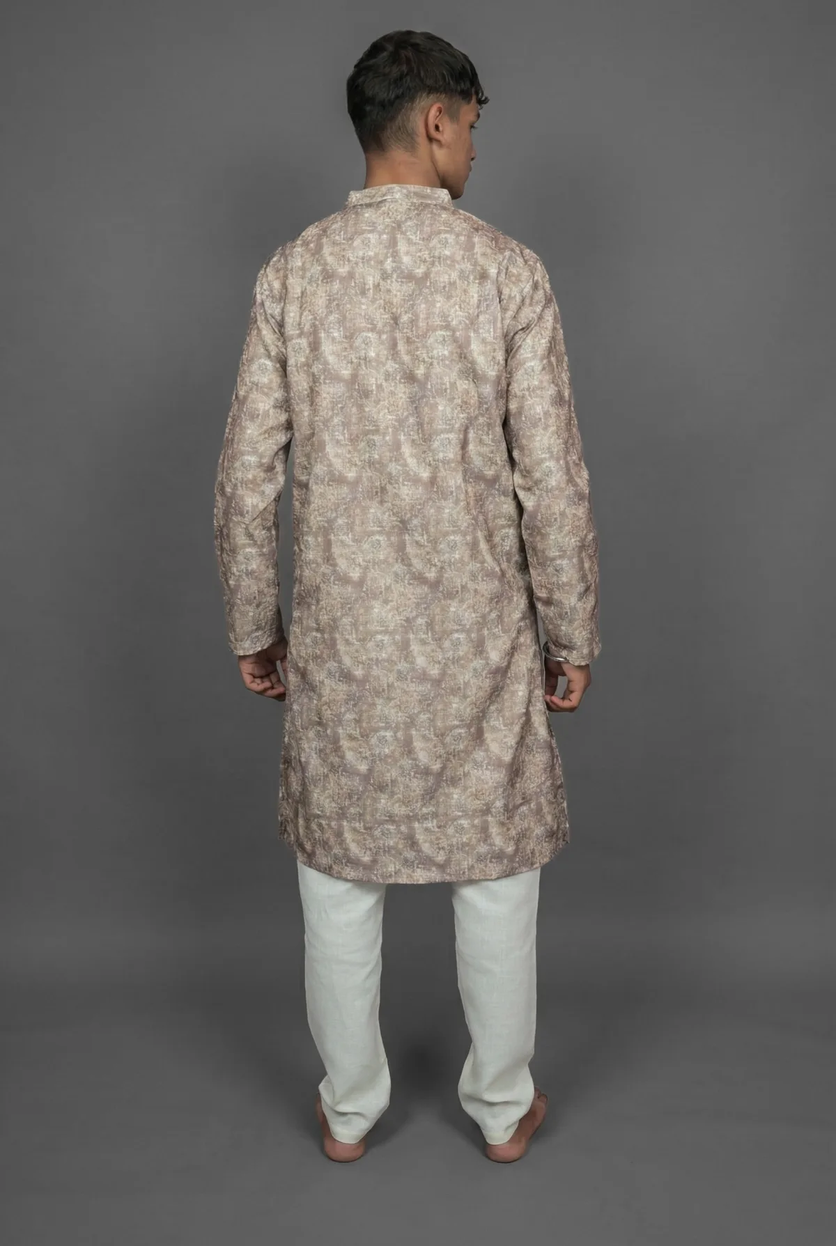 Sepia Abstract Brown Kurta Detail